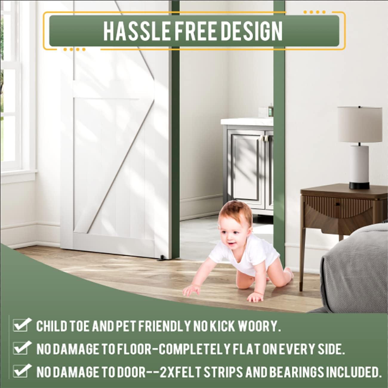 2-Piece Barn Door Guide with Dual Ball bearings Smooth Quiet and Durable by SMARTSMITH