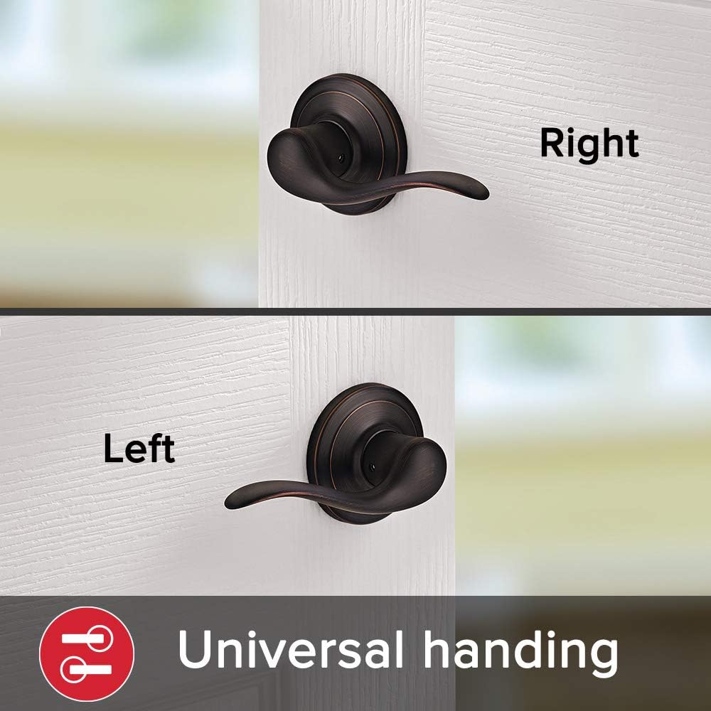 Kwikset Prescott Front Door Handle Set with Reversible Lever Non-Locking Venetian Bronze