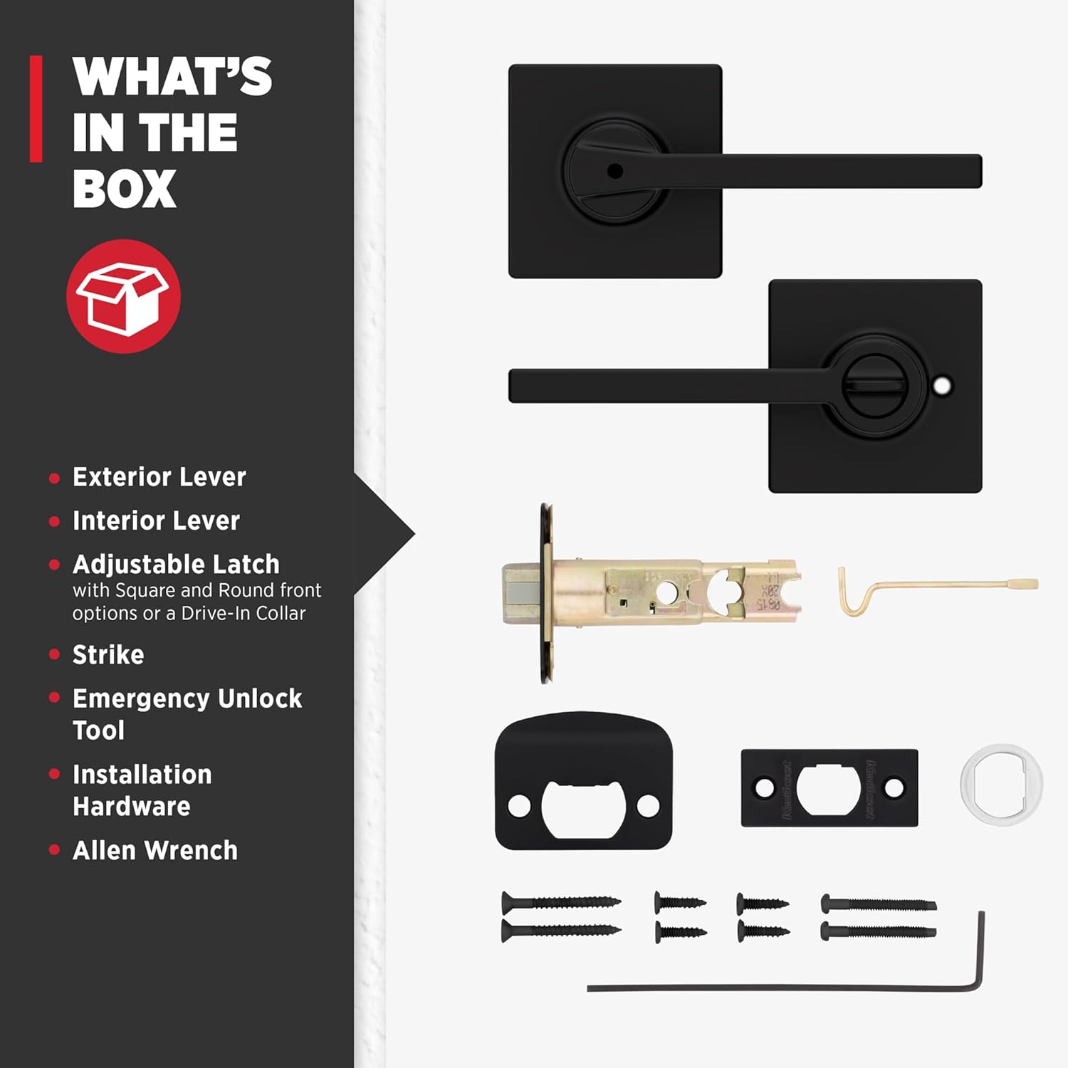 Kwikset Door Privacy Handle Matte Black Reversible Lever with Microban Protection Easy Install