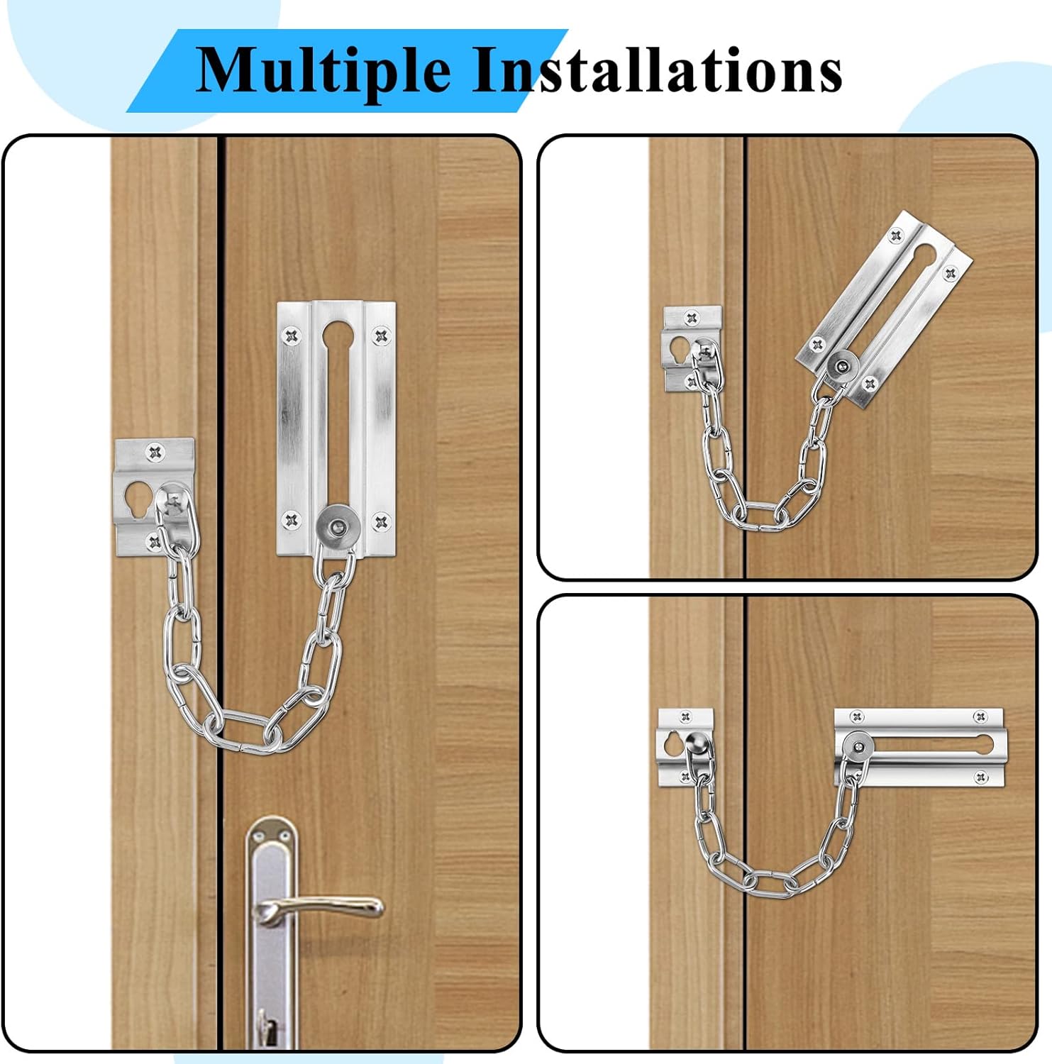 2-Package Door Chain Lock Stainless Steel Door Lock Set with 12 Screws