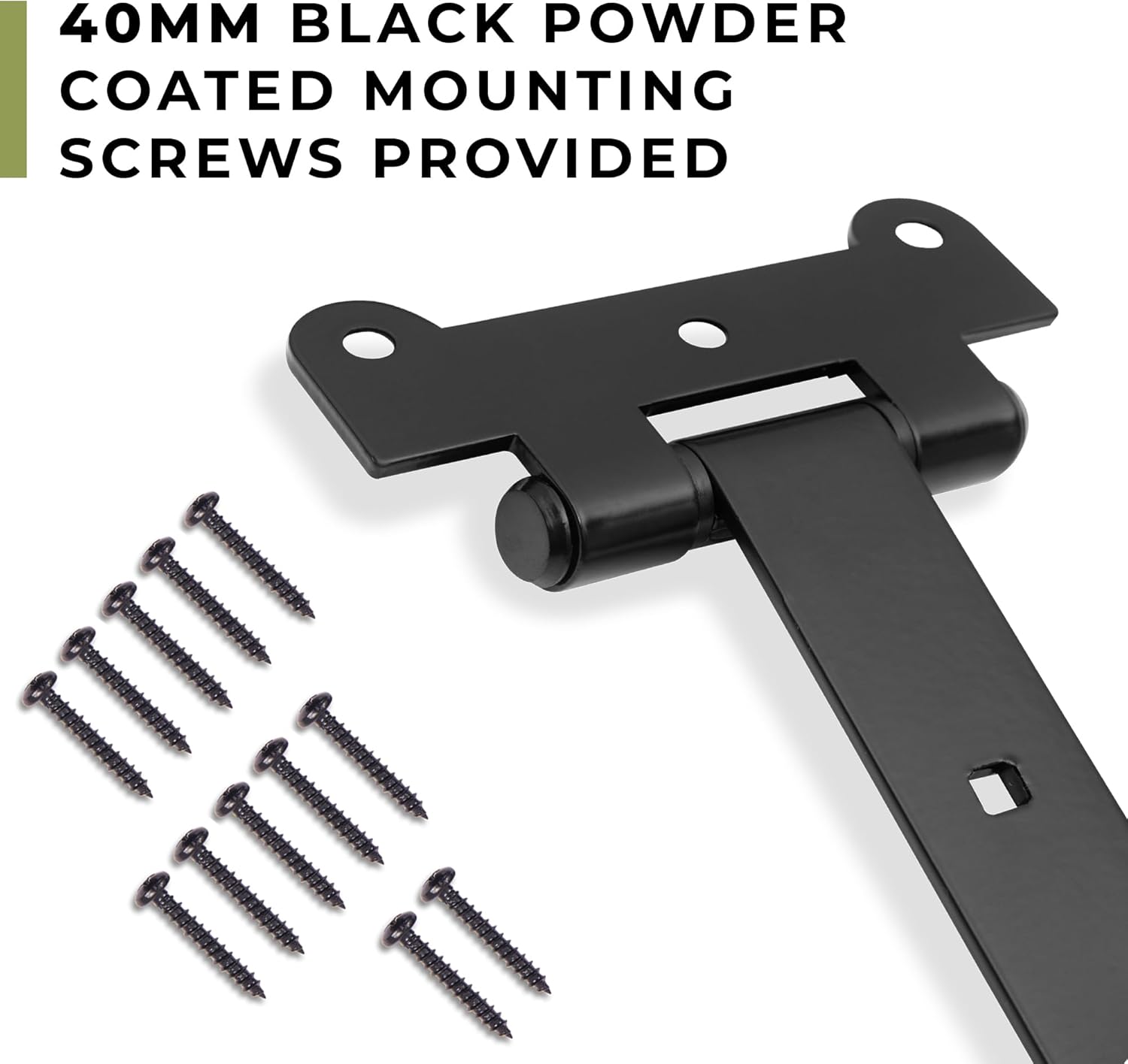 DIYWorld Black Door Hinges Set of 2 18-Inch Hinges Matte Black Heavy Duty