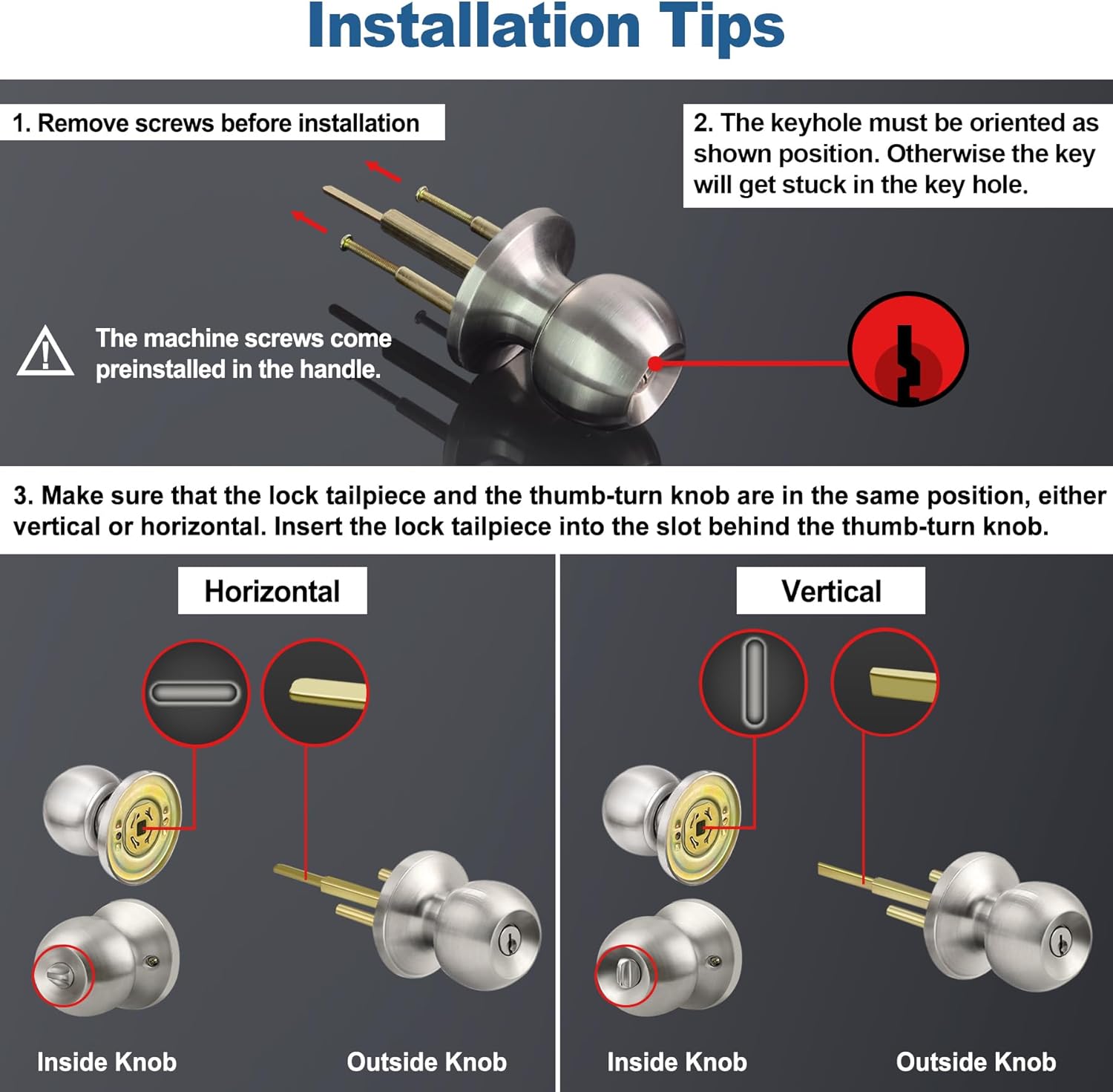 BestTEN Keyed Alike Door knobs and Deadbolt Set SATIN Nickel Finish - Easy Install Secure