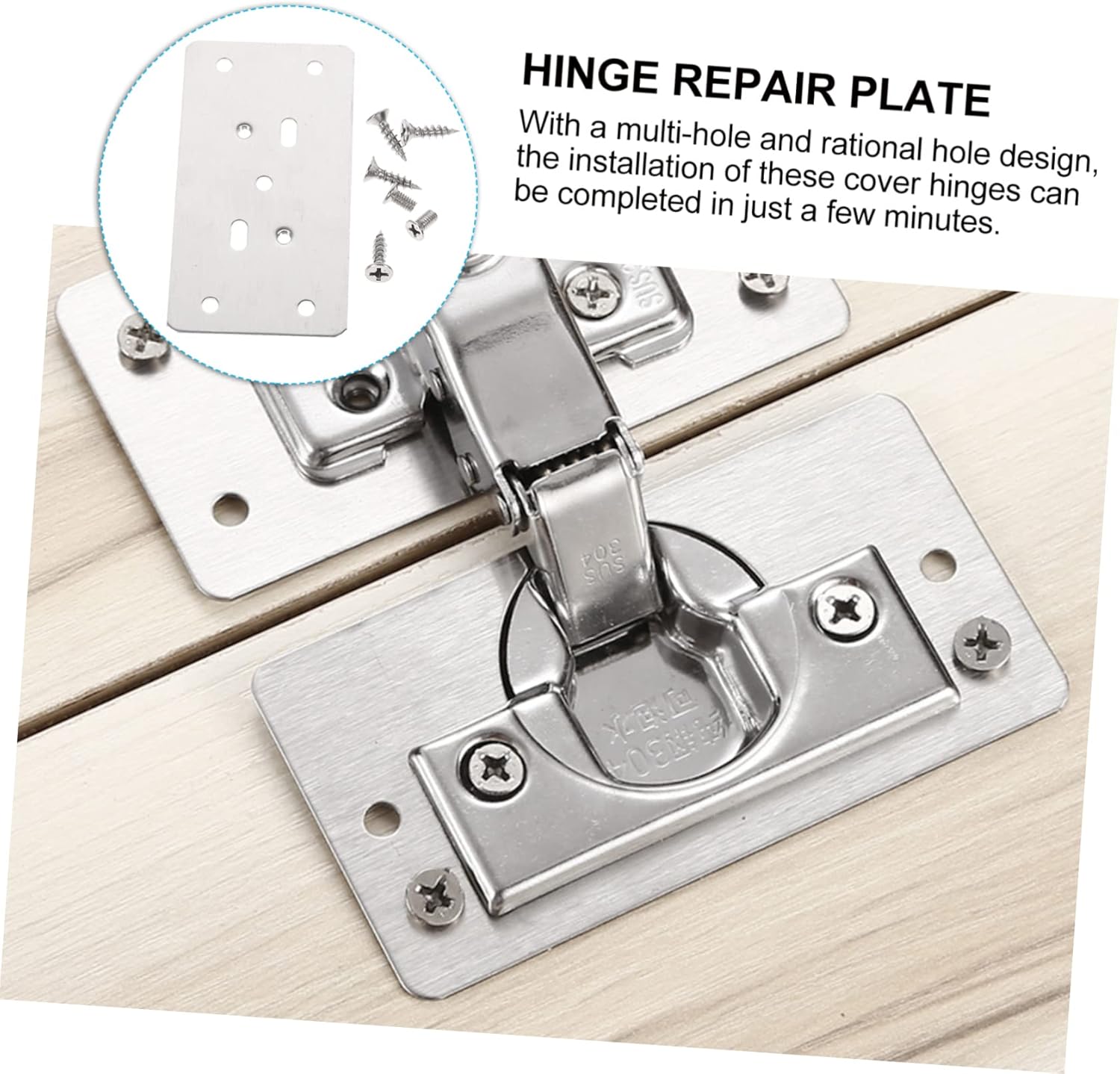 IWOWHERO Stainless Steel Hinge Cover Plate Kit for Doors Drawers and Furniture