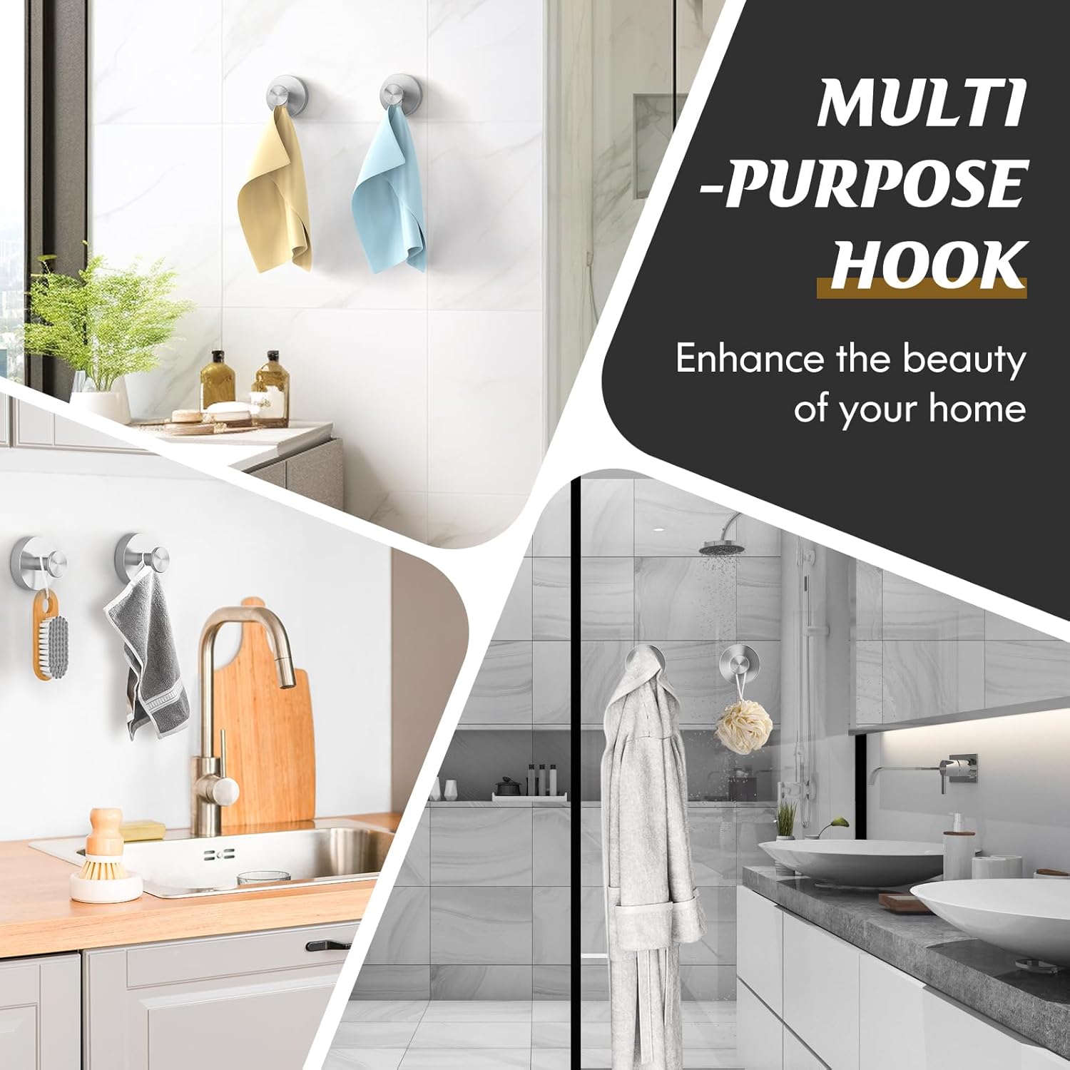 Premium Suction Cup shower hook for bathroom storage - Durable stainless steel anti-slip design