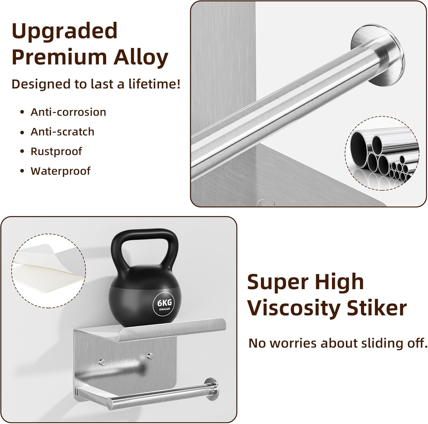 Susswiff Self-Adhesive Toilet Paper Roll Holder - Wall Mount Stainless Steel and Chrome Design