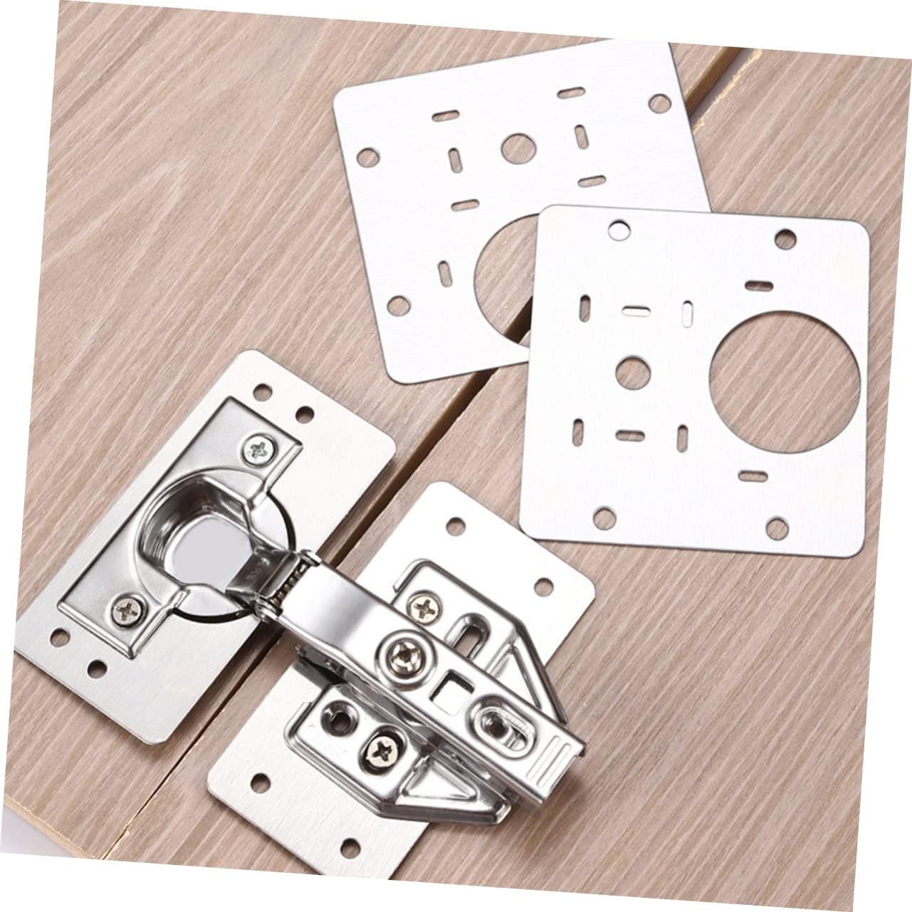 KONTONTY 3 Pack Stainless Steel Repair Plate for Cabinet Hinge Mending Kit Easy Install Sturdy