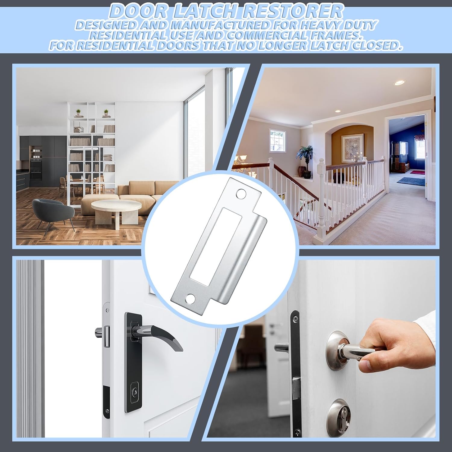 10-Piece Set of Tandefio Deadbolt Strike Plate Set with brushed zinc finish Lock Strengthening Kit for Home Improvement