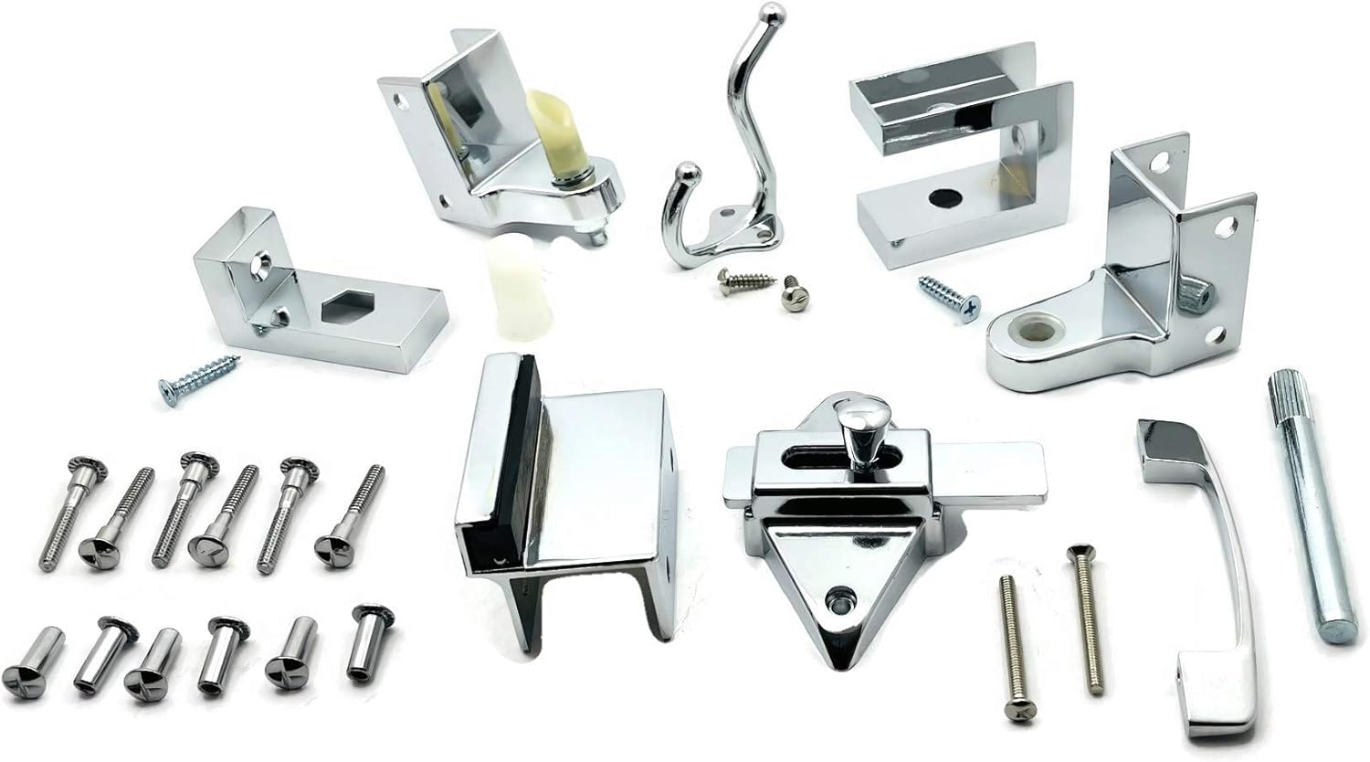 Waterproof Partition Door Hinges for Outswing Toilets Durable Chrome-Zinc Door Swing Set