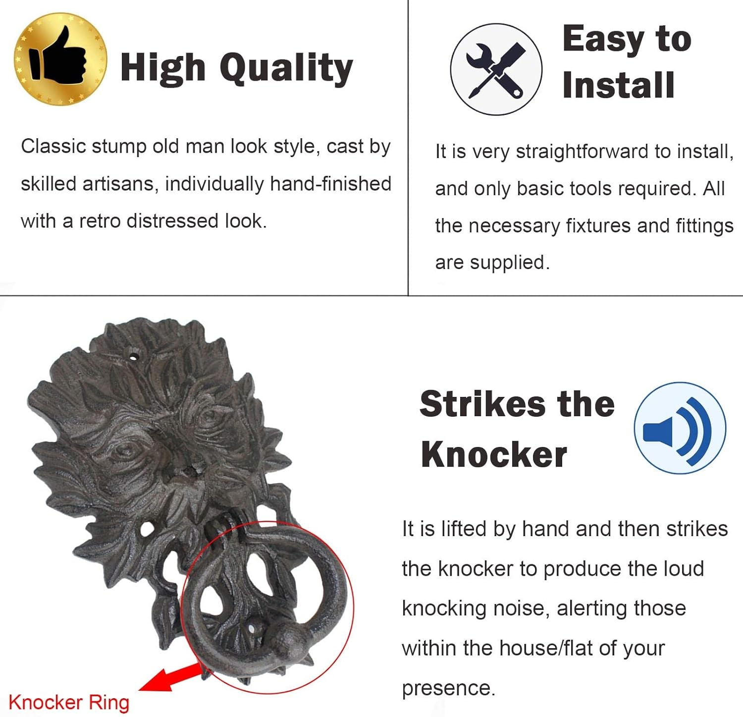 Vintage Iron Door Knockers Rustic Home decor for Doors