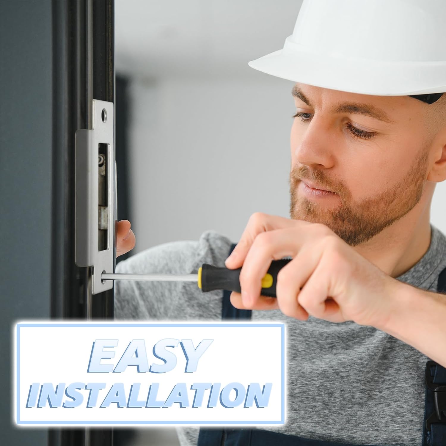 10-Piece Set of Tandefio Deadbolt Strike Plate Set with brushed zinc finish Lock Strengthening Kit for Home Improvement