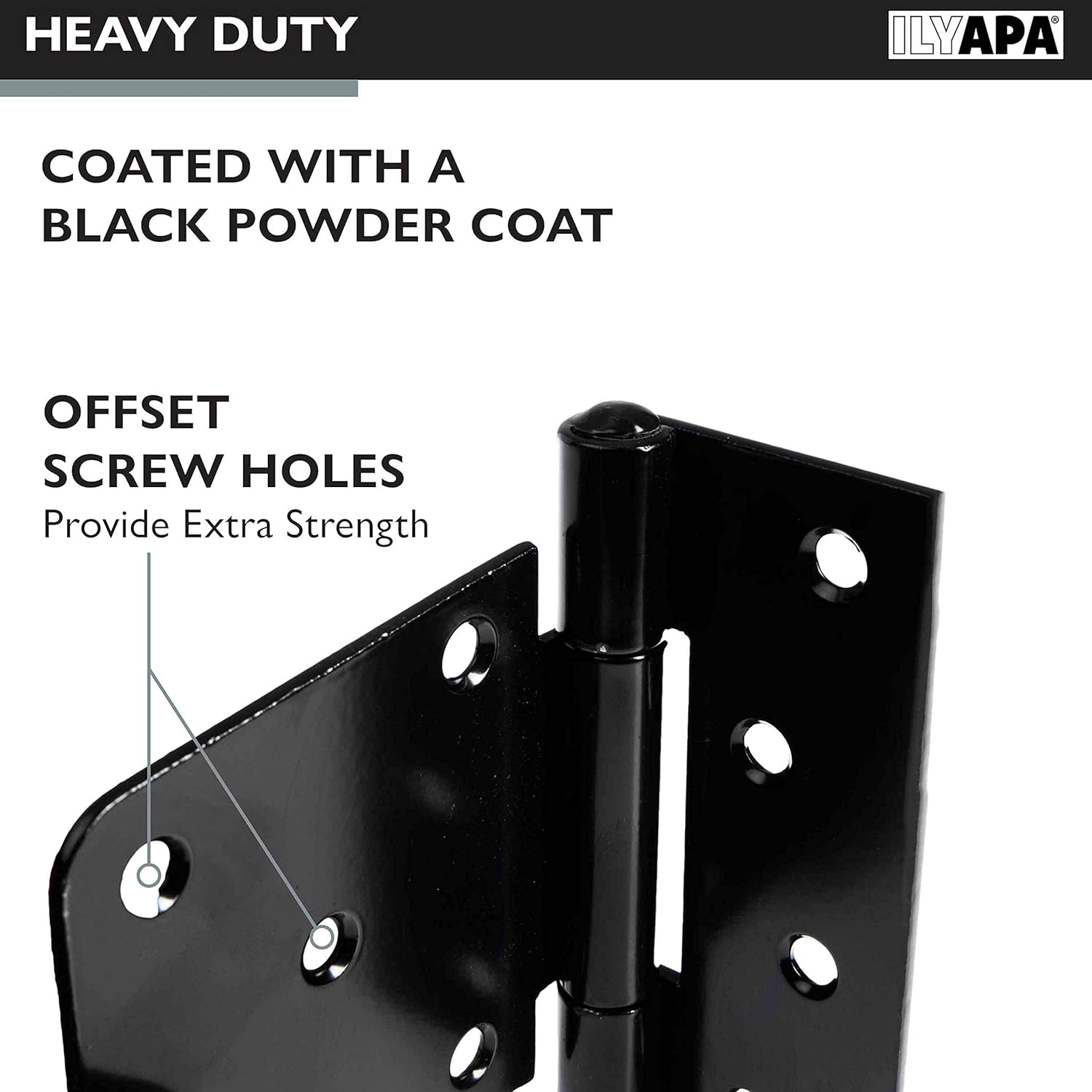 Vivid Ilyapa Heavy Duty Shed Door Hinges 6 Pack - Black Square Hinges for Gate Barn or Storage Shed