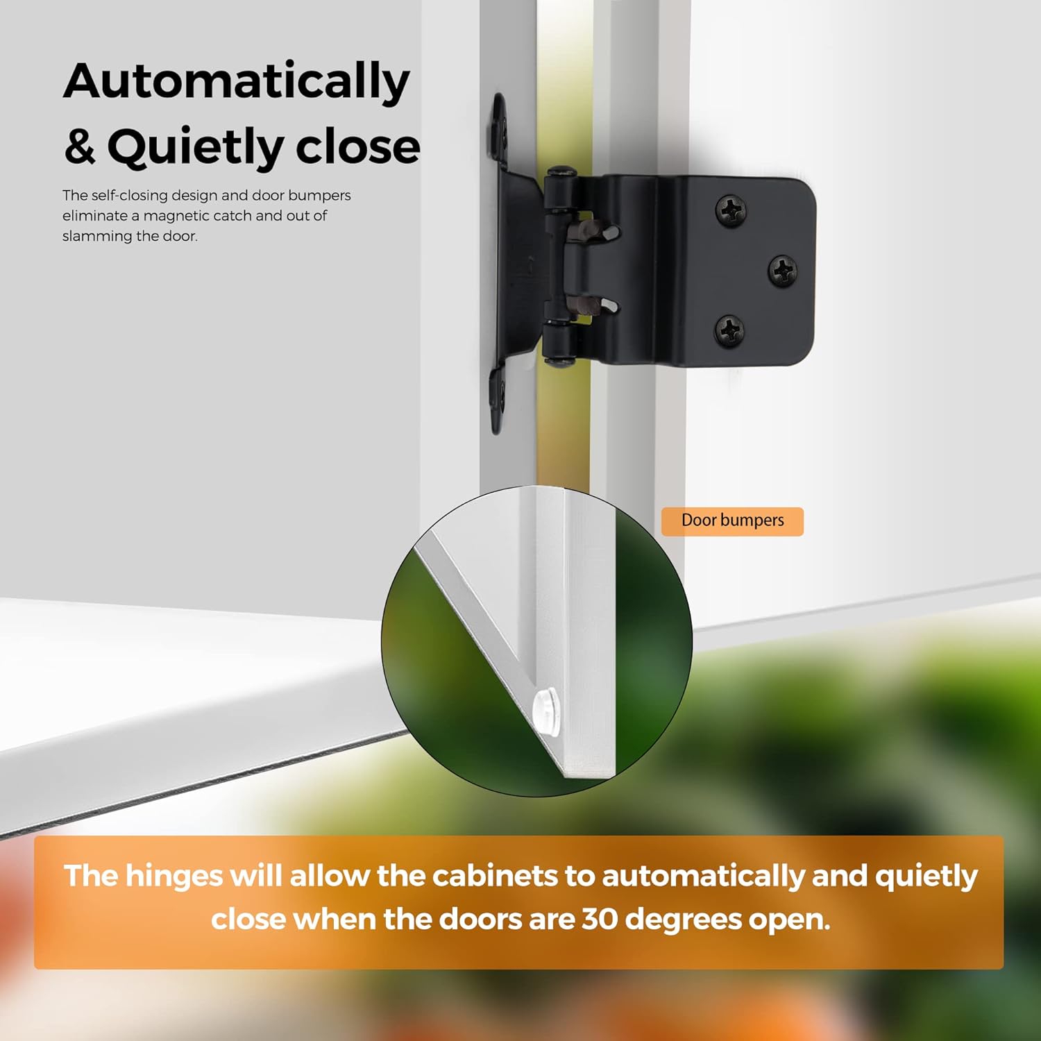 Ravinte 20-Packs 38 Inset Matte Black Cabinet Hinges Smooth Silent Close for Kitchen Bathroom Doors