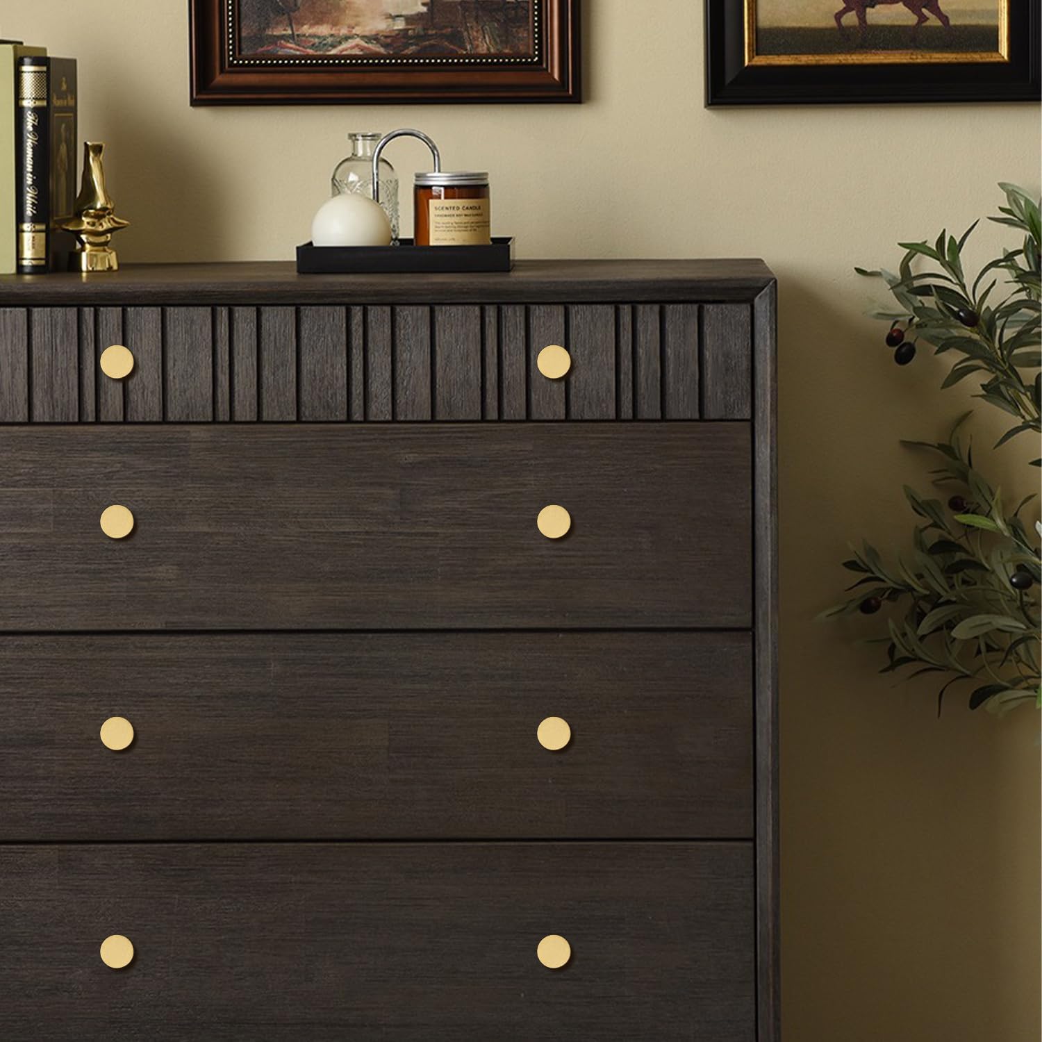 4-Piece Solid Brass Cabinet Knobs Gold Finish Durable and Stylish for Home Use