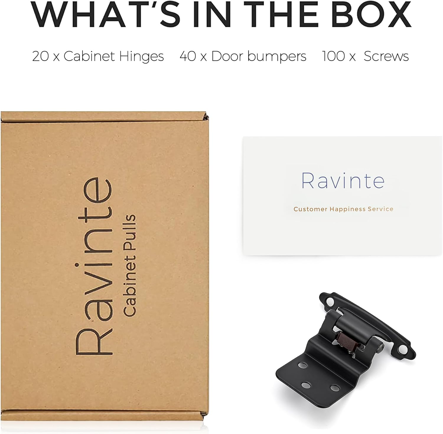 Ravinte 20-Packs 38 Inset Matte Black Cabinet Hinges Smooth Silent Close for Kitchen Bathroom Doors