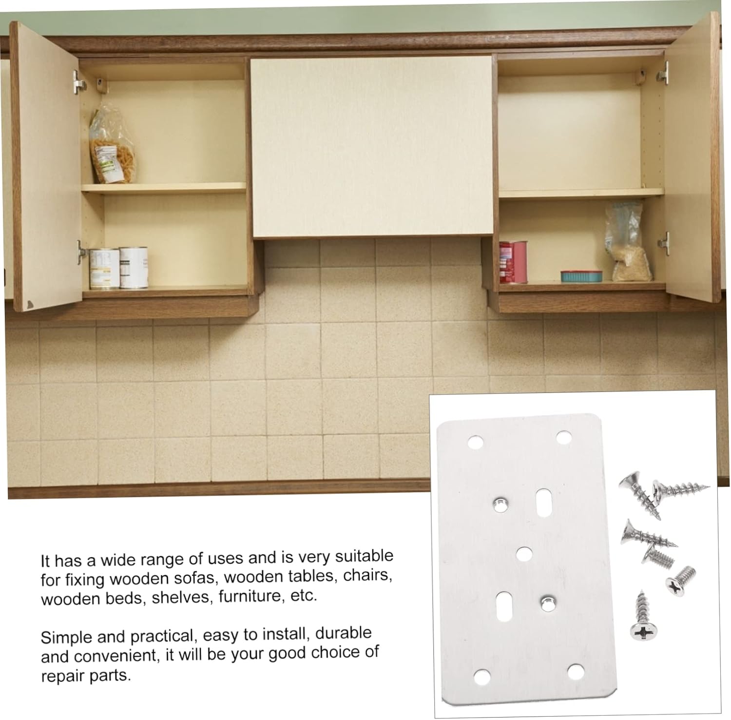 IWOWHERO Stainless Steel Hinge Cover Plate Kit for Doors Drawers and Furniture
