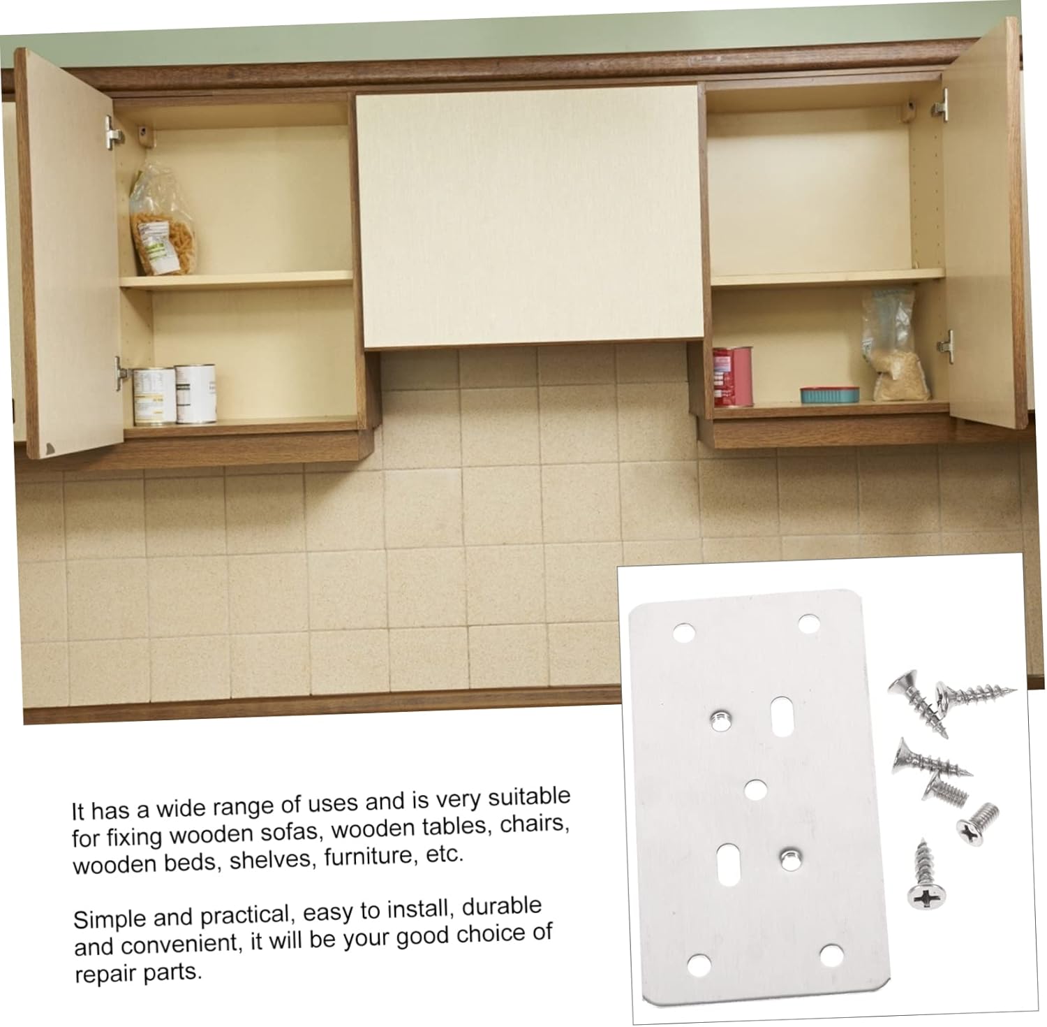 SOESFOUFU Cabinet Door Hinge Repair Kit 6-Piece Set screws for Wood Furniture Mending