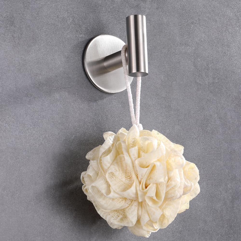 ZuvkySelf-Adhesive Stainless Steel Towel Hook Heavy Duty Bathroom Kitchen Storage Solution Silver