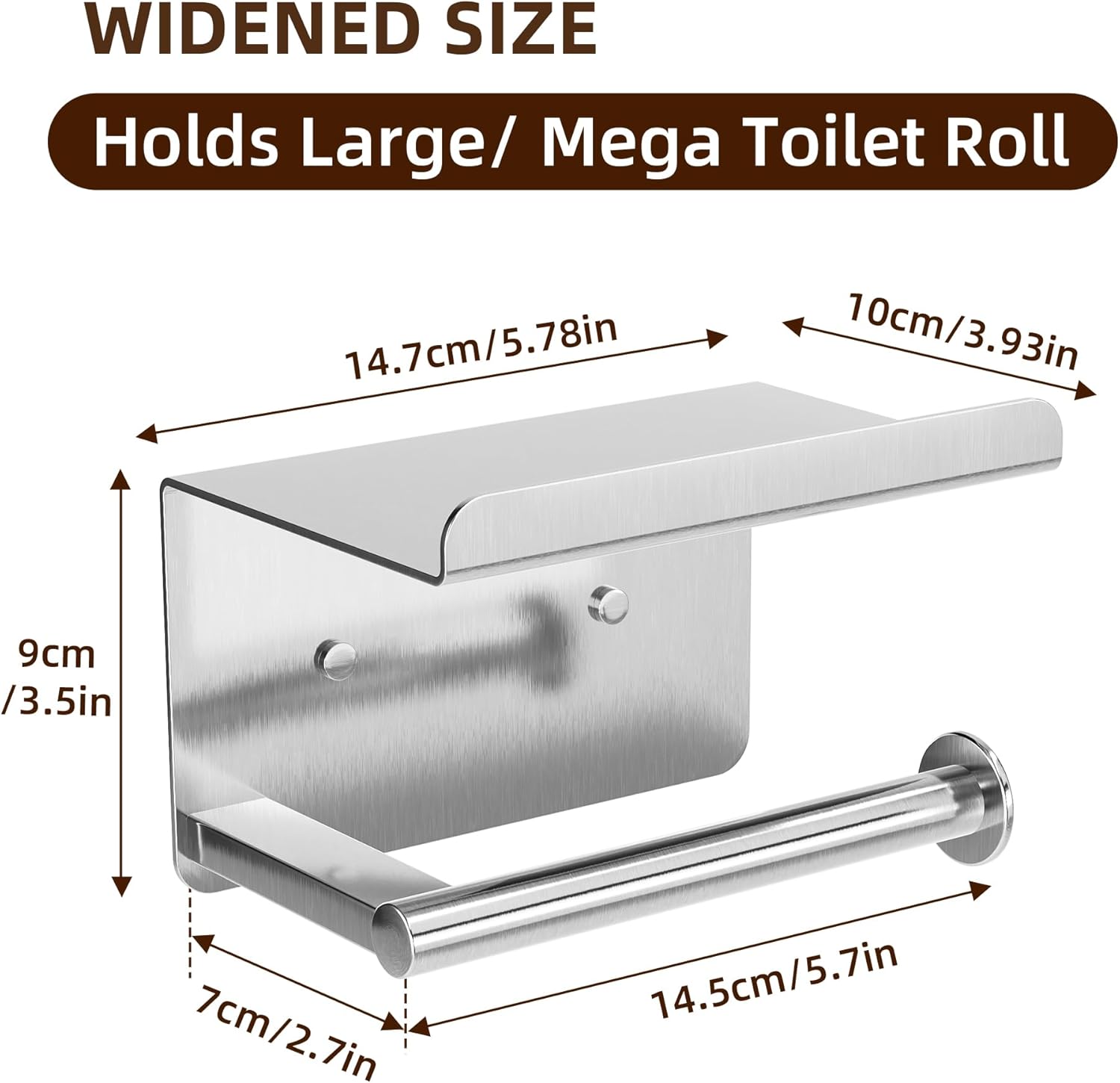 Susswiff Self-Adhesive Toilet Paper Roll Holder - Wall Mount Stainless Steel and Chrome Design