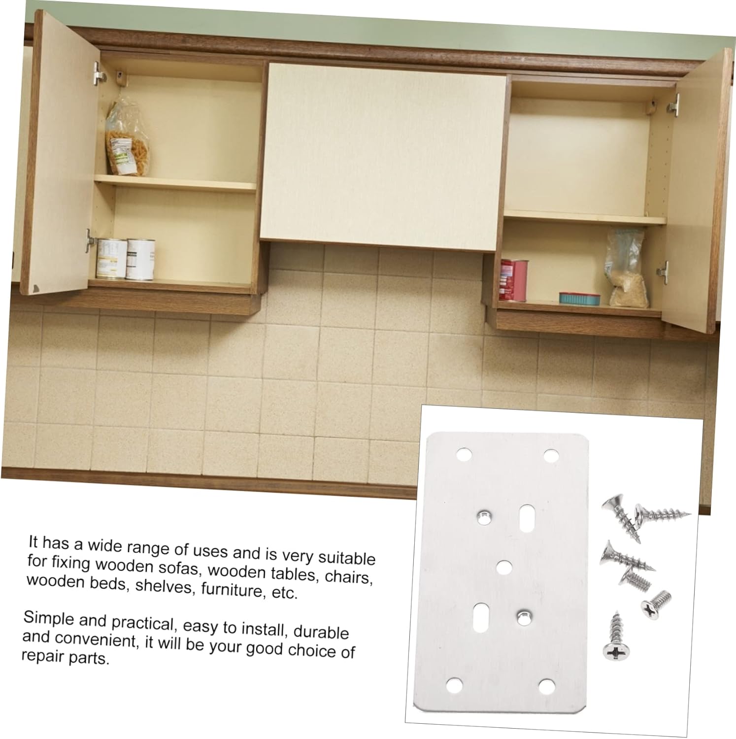 Handy Hinge Repair Kit - 6 Pc Stainless Steel Cabinet Hinge Repair Set with Screws