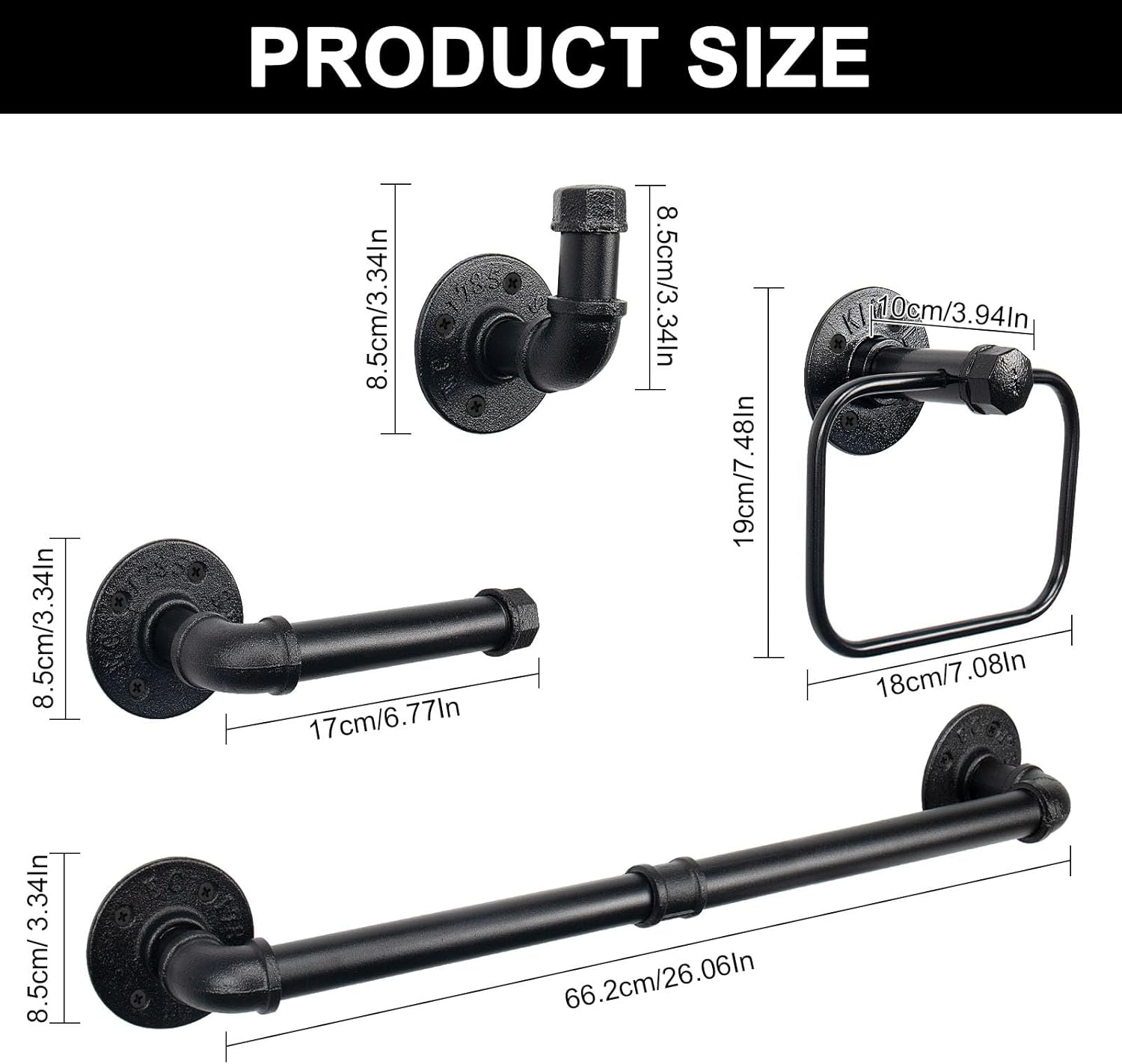 High-Quality 4-Piece Bathroom Towel Ring Kit with Towel Bars Hooks and Paper Holders for DIY Wall Mount Accessories