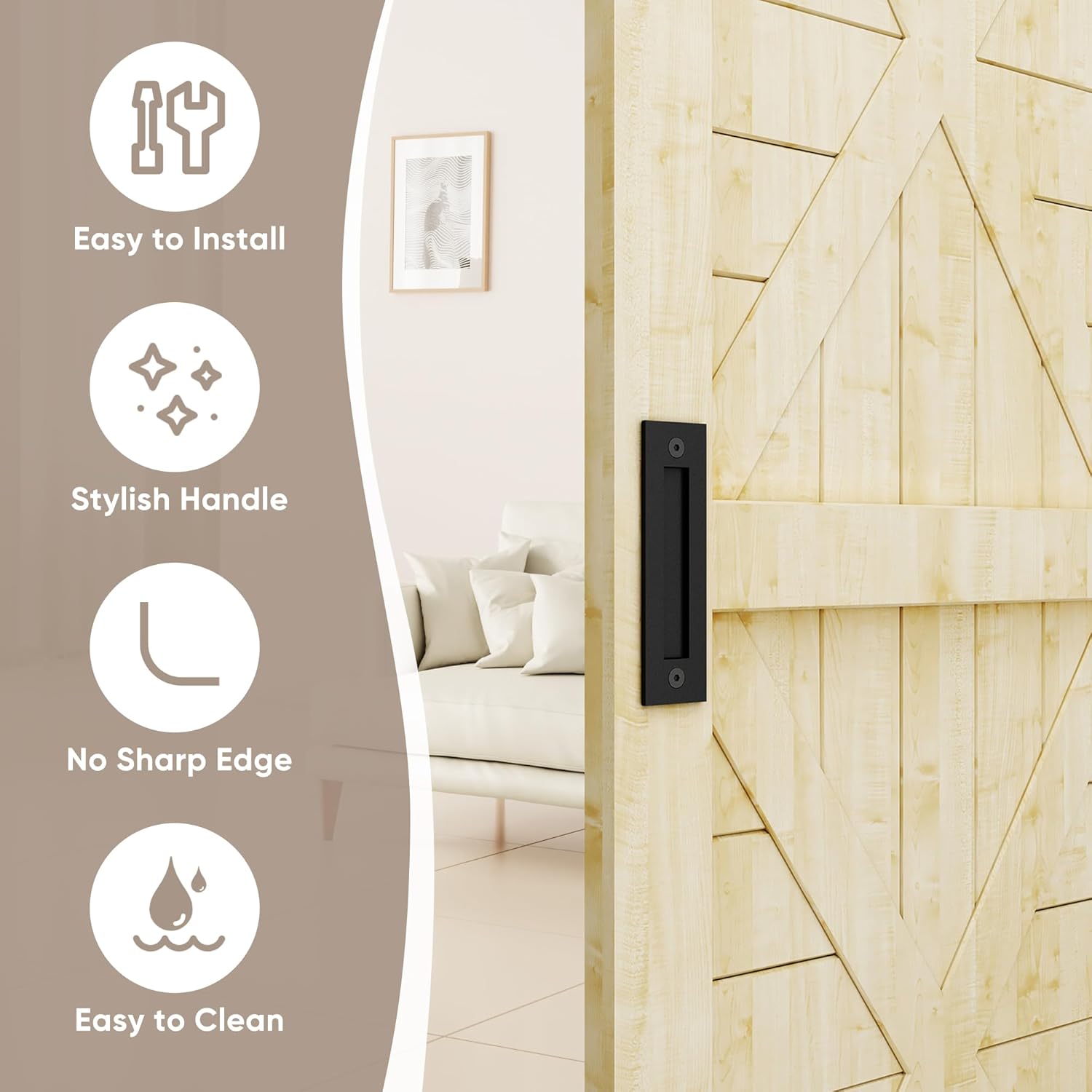 JUBEST 8-35 Finger Flush Pull Door Handle for slid doors Matte Black