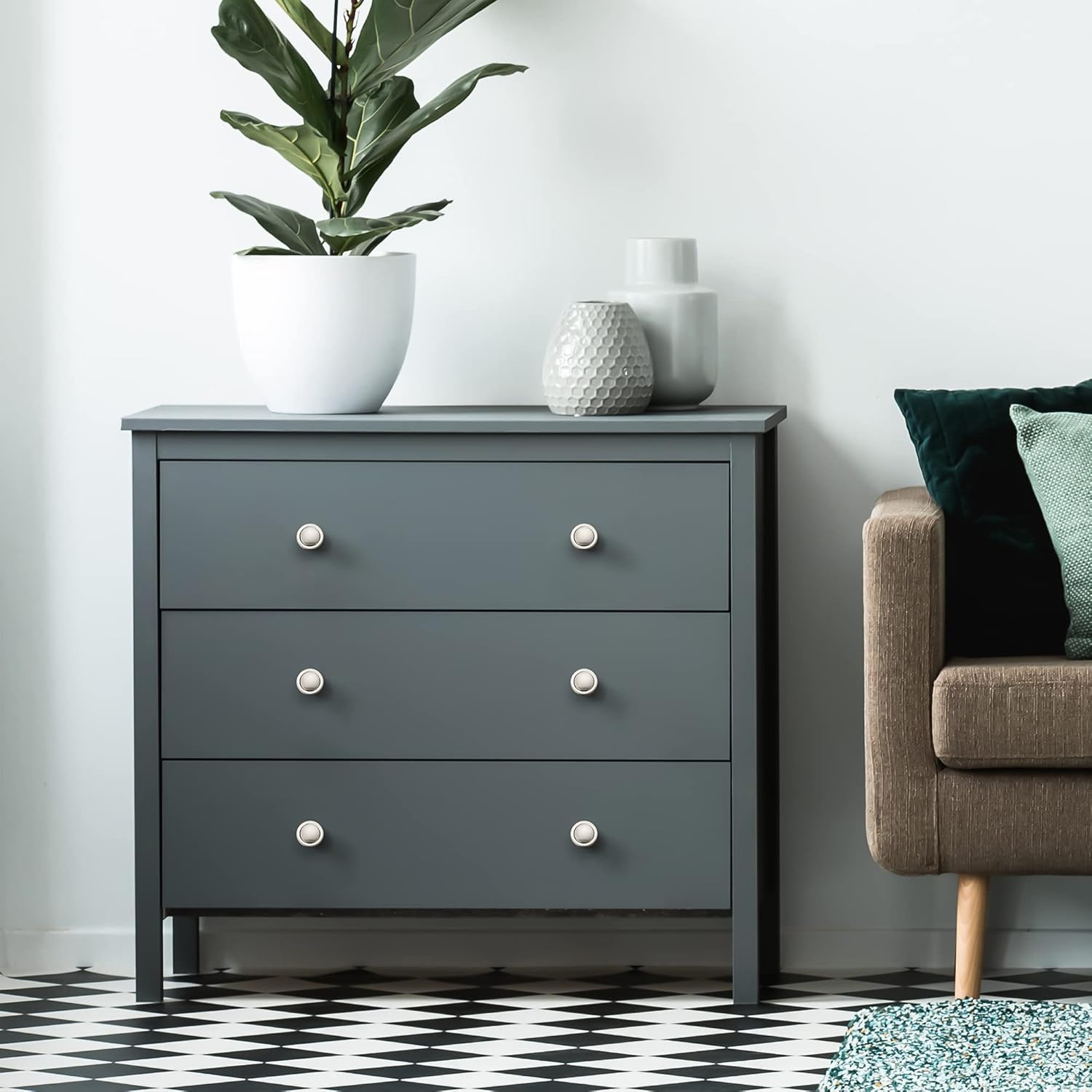 Ravinte 10-Piece Cabinet Pulls Brushed Nickel 1-14 inch Knobs for Cupboard Use