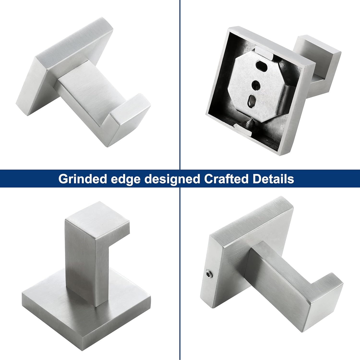 Stainless Steel Towels for Bathroom Hangers 4-Pack Durable 1810 Chrome Rust-Resistant Door-Mount