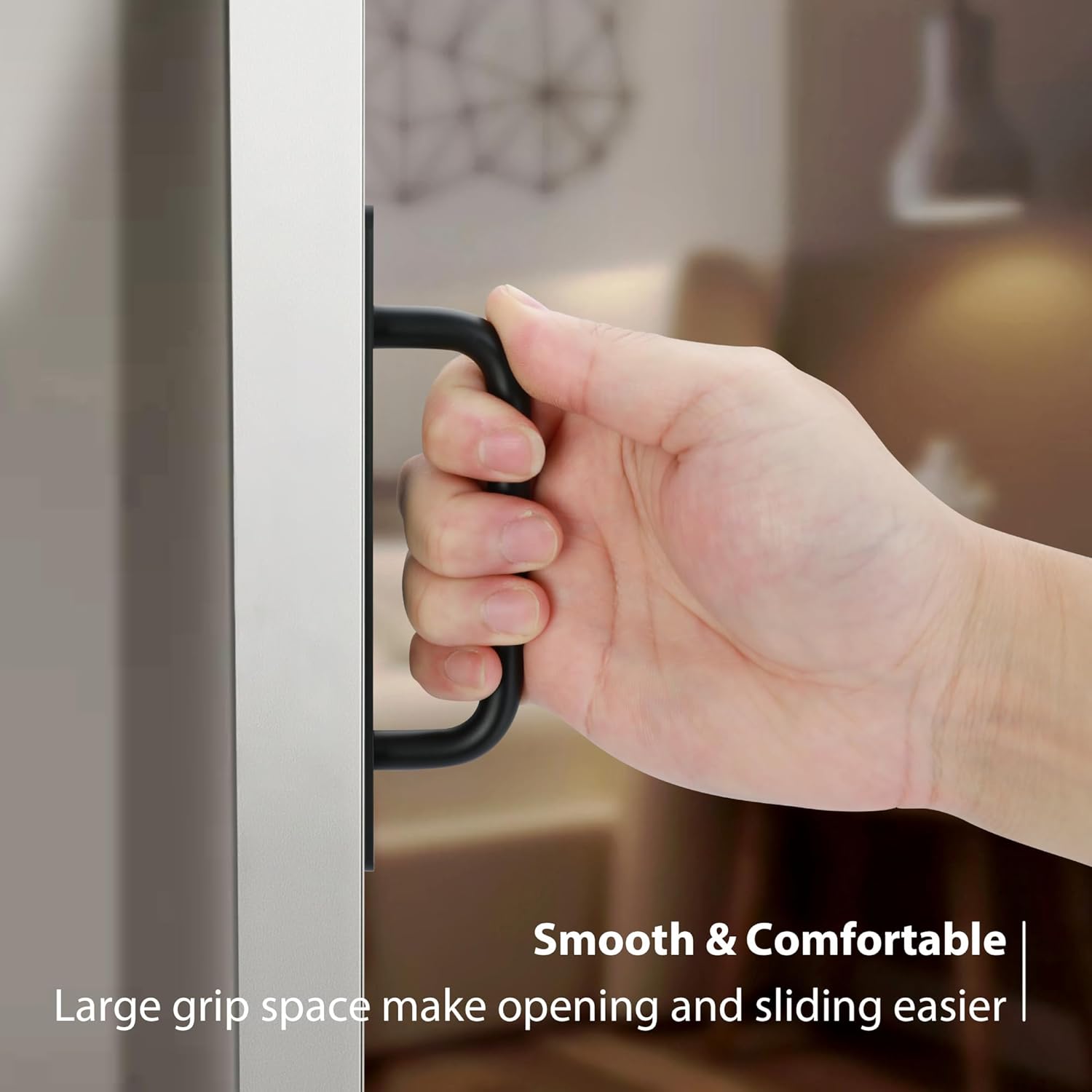 4-Piece Black Barn Door Handles Set Modern aluminium Door Pull for PocketBifold Closet Doors