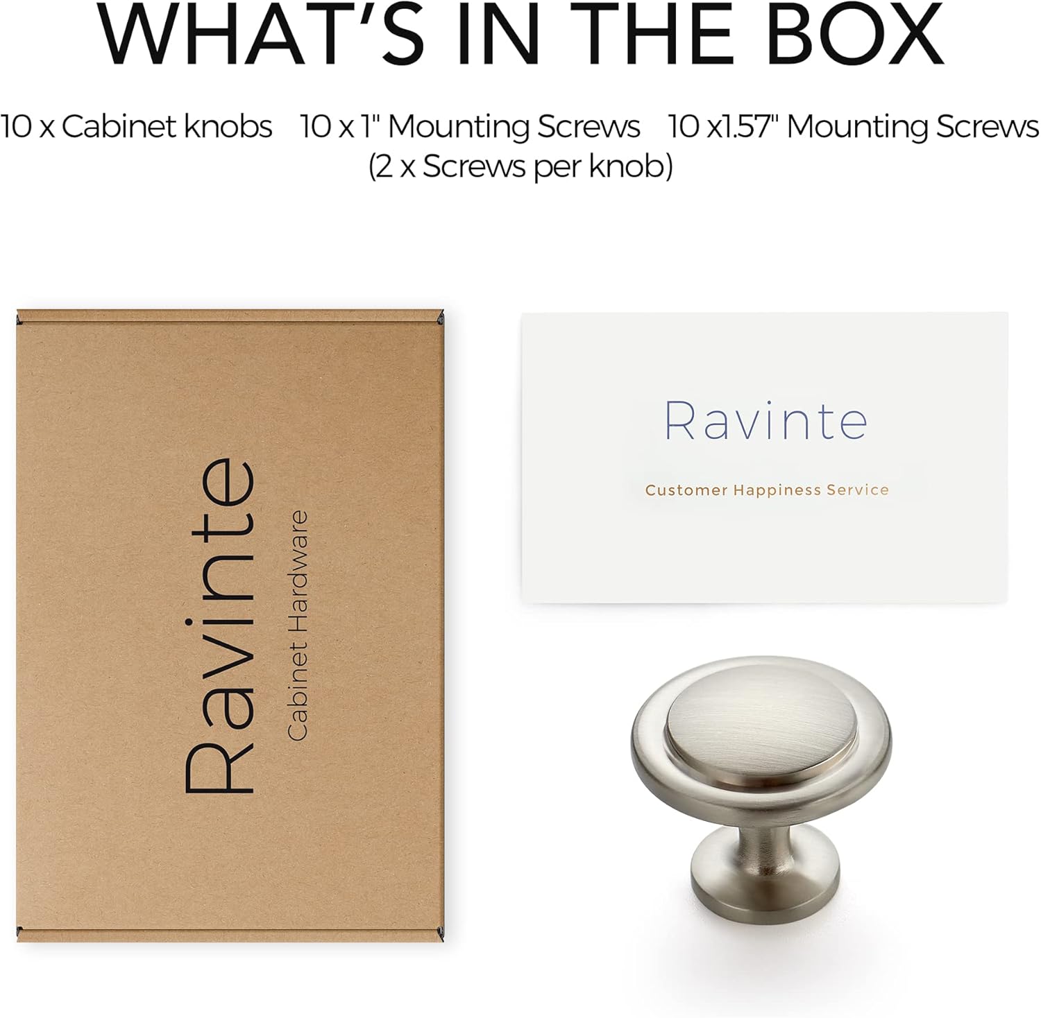 Ravinte 10-Piece Cabinet Pulls Brushed Nickel 1-14 inch Knobs for Cupboard Use