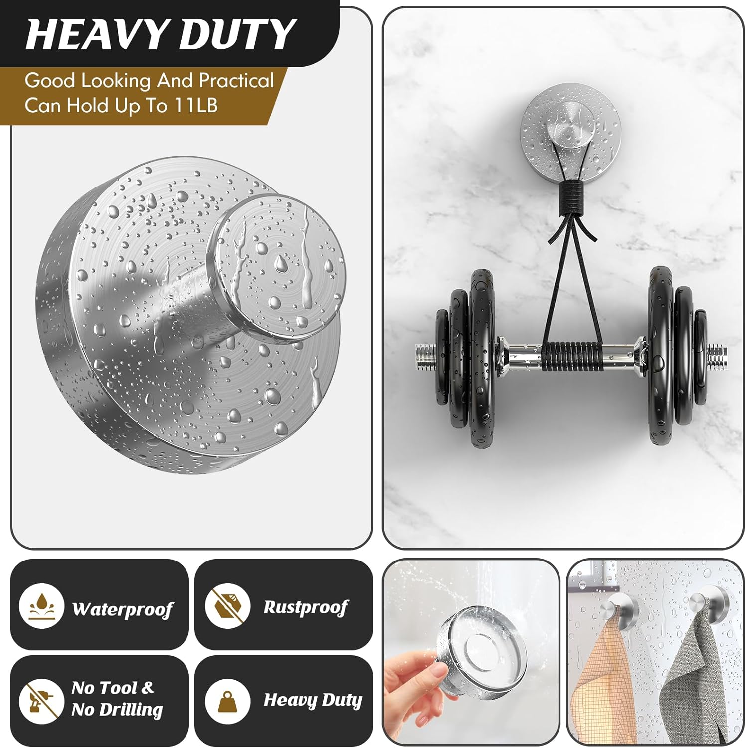 Premium Suction Cup shower hook for bathroom storage - Durable stainless steel anti-slip design