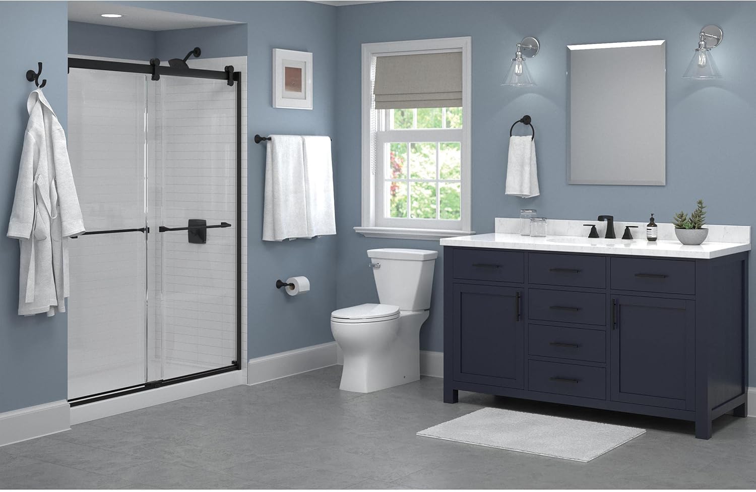 Space-saving bold matte finish towel ring for bathroom or kitchen use