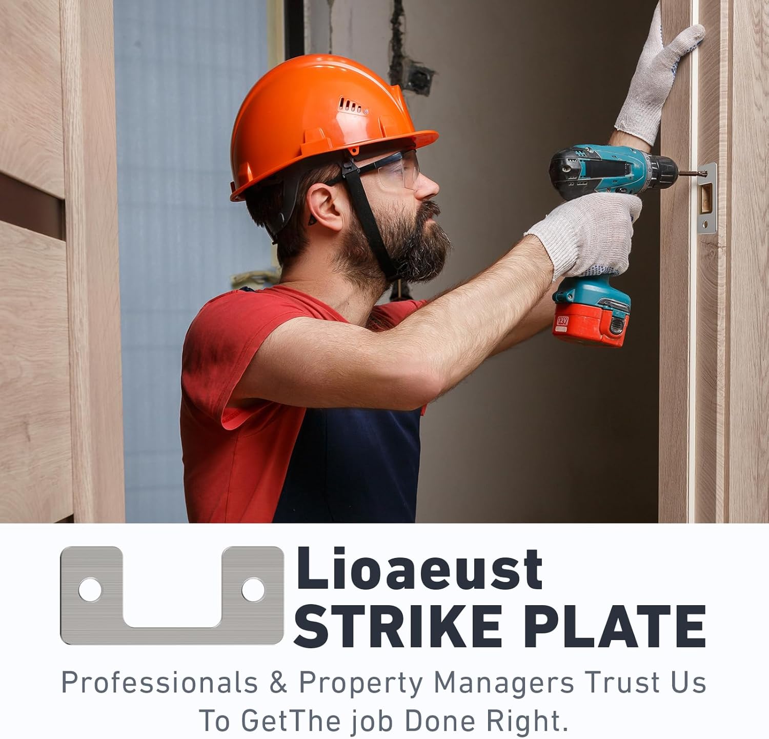 Lioaeust4Pcs Adjustable Door Strike Plates - Secure Your Exterior Doors with Your brand name Door Lock Replacement