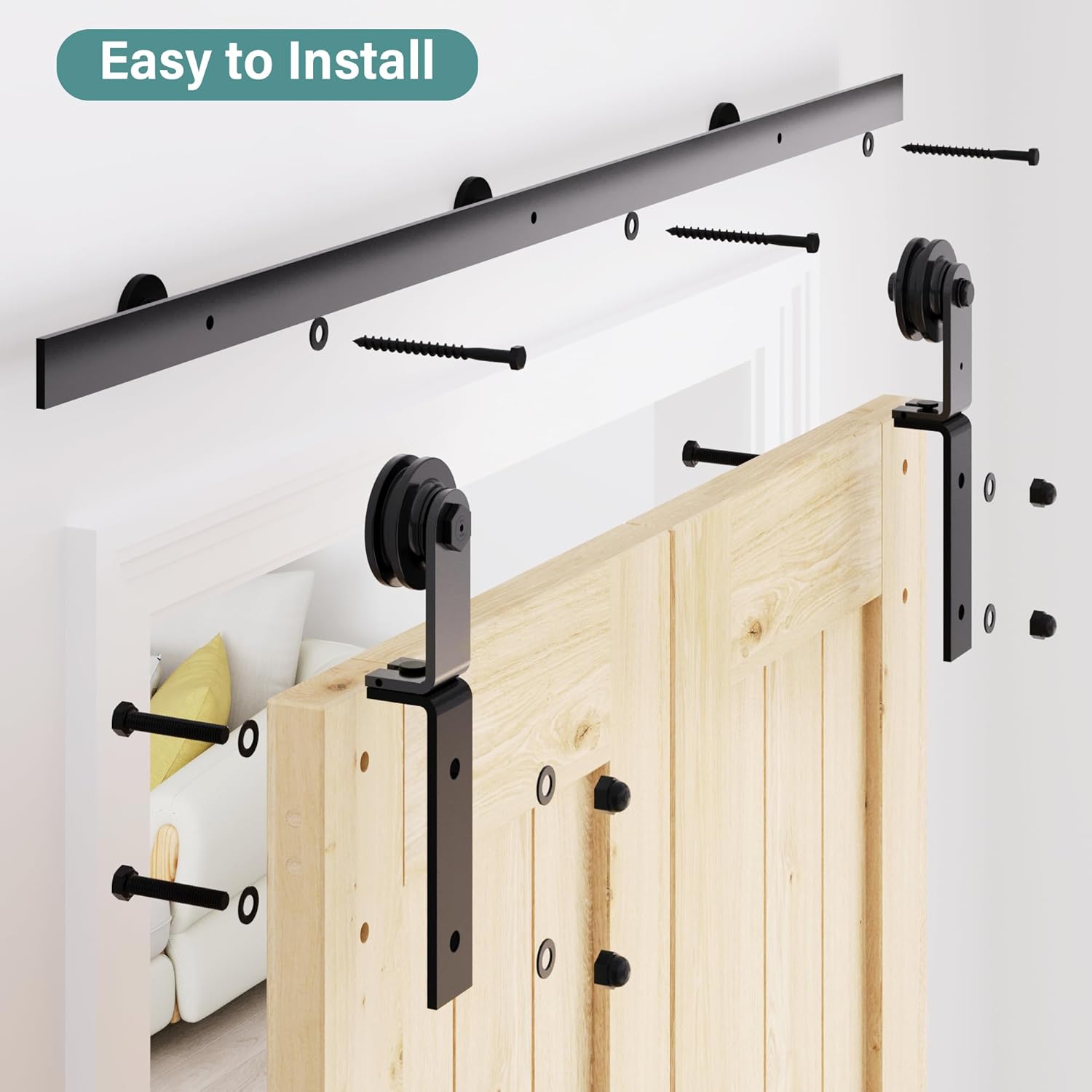 WINSOON Bifold Door Hardware Kit - Heavy Duty Bi-Fold Barn Door Kit for Closet 36 Track 16 Door Panels 30 Opening