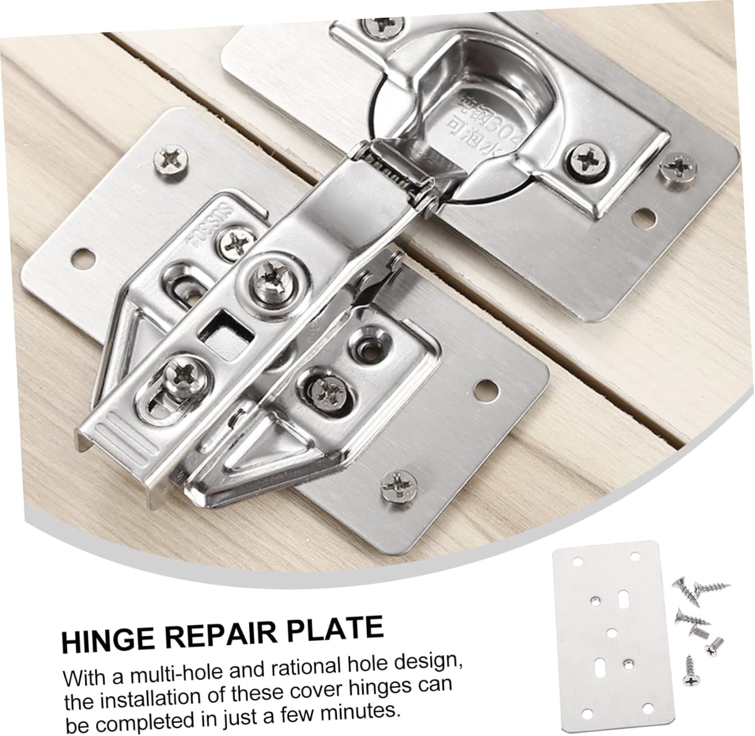 IWOWHERO Stainless Steel Hinge Cover Plate Kit for Doors Drawers and Furniture