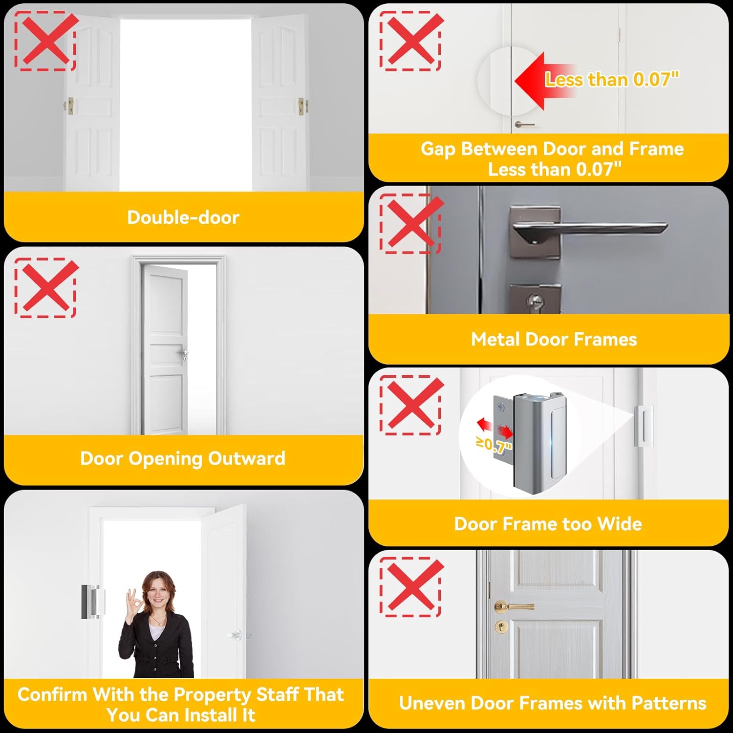 Rerishom 2-Pack Door Lock 800 lbs Withstand Extra Security with 8 Screws and Child-Proof Design