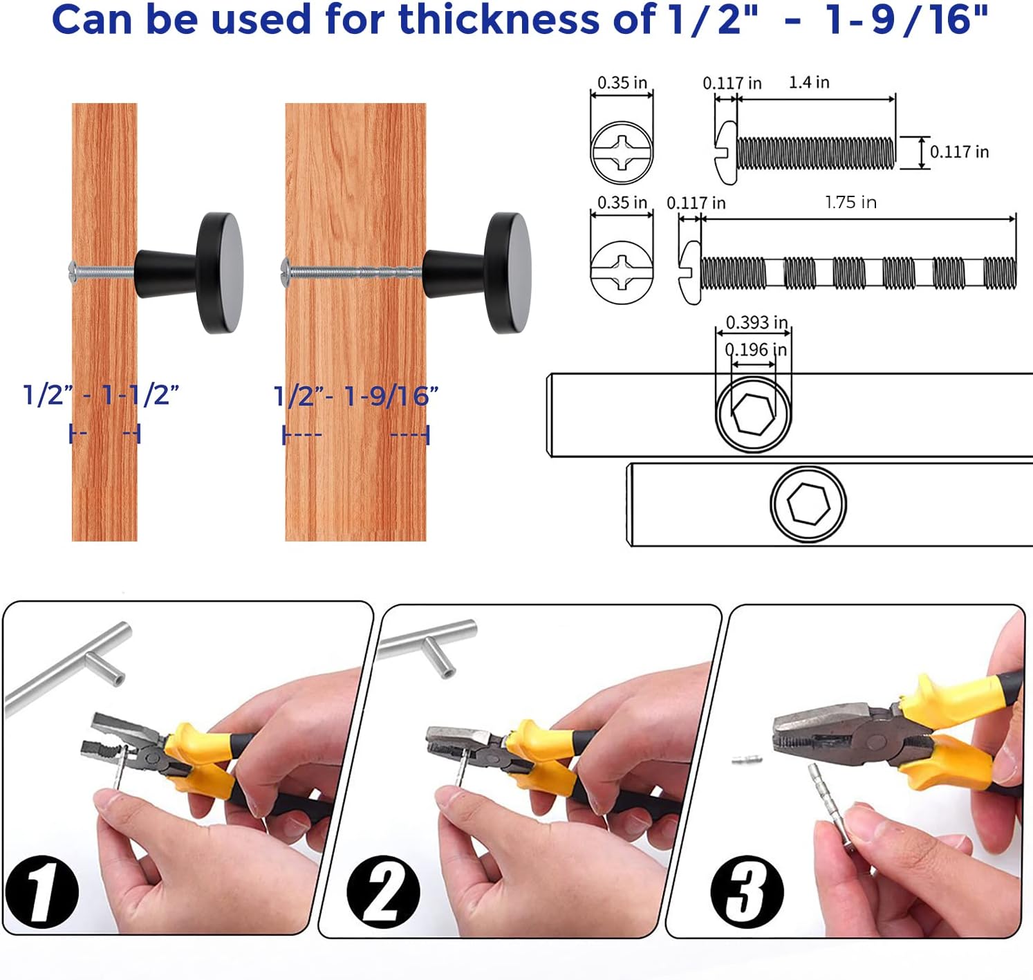 Ravinte 25-Piece Knobs Set 1-14 inch Matte Black Kitchen Cabinet Hardware Set