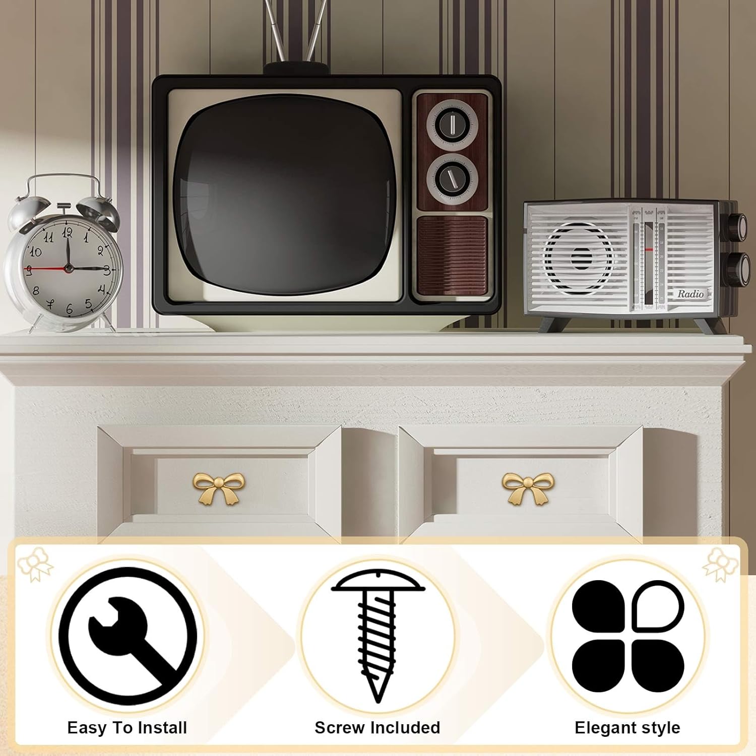 MorningRo Bow Knobs for Dressers Vintage Metal Gold Tones