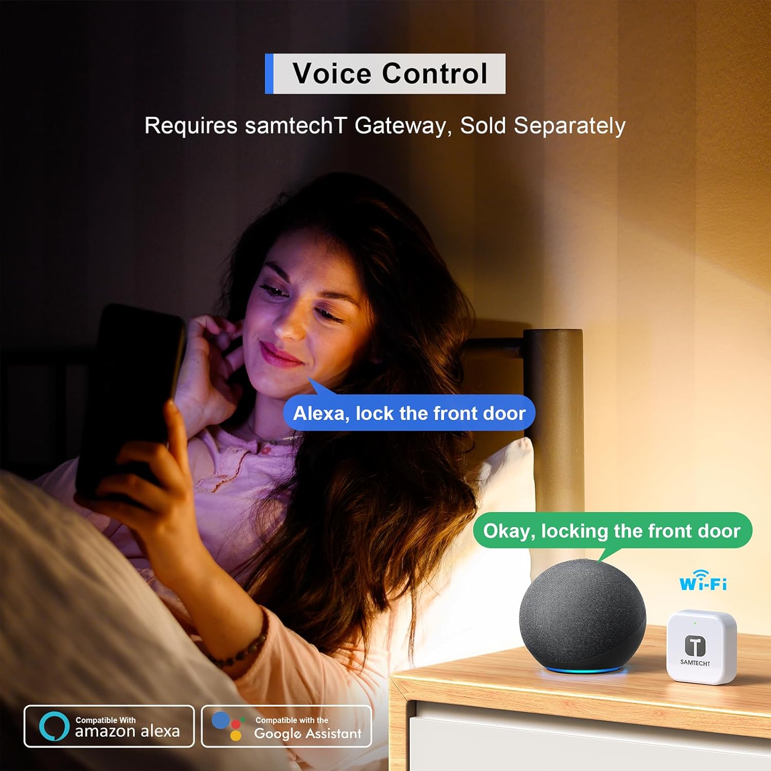 Smart Lock Fingerprint Entry Keypad Secure Easy Door Entry Google Assistant Alexa Compatible