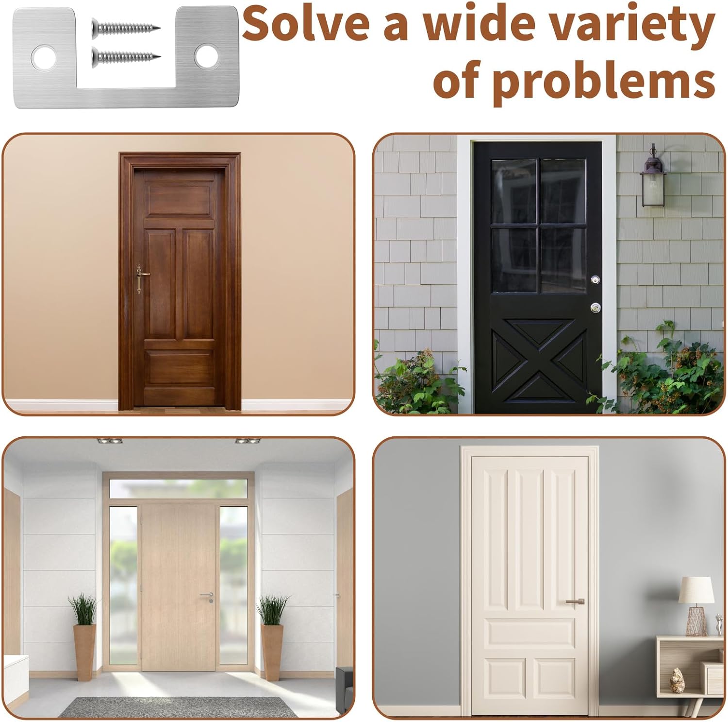 2 Pack Adjustable Strike Plate for Exterior Doors - Easy Installation Enhanced Security