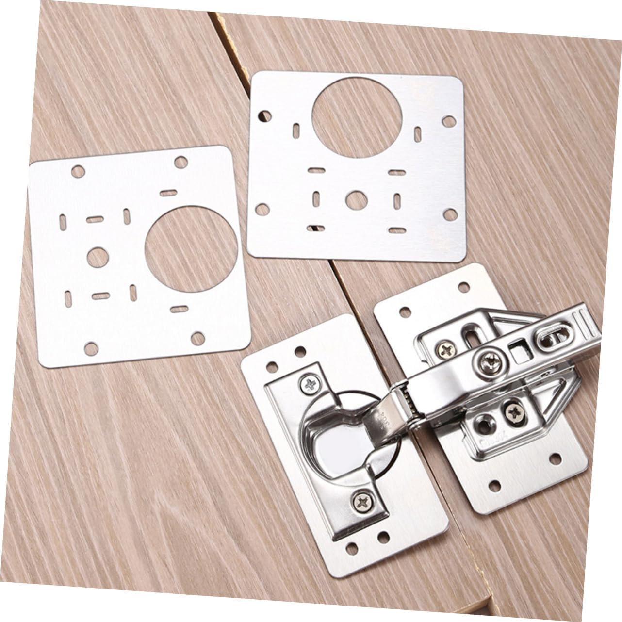 KONTONTY 3 Pack Stainless Steel Repair Plate for Cabinet Hinge Mending Kit Easy Install Sturdy