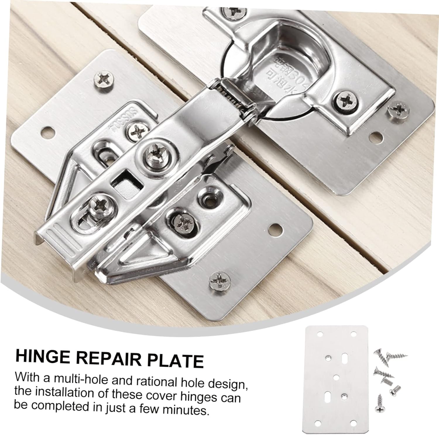 Handy Hinge Repair Kit - 6 Pc Stainless Steel Cabinet Hinge Repair Set with Screws