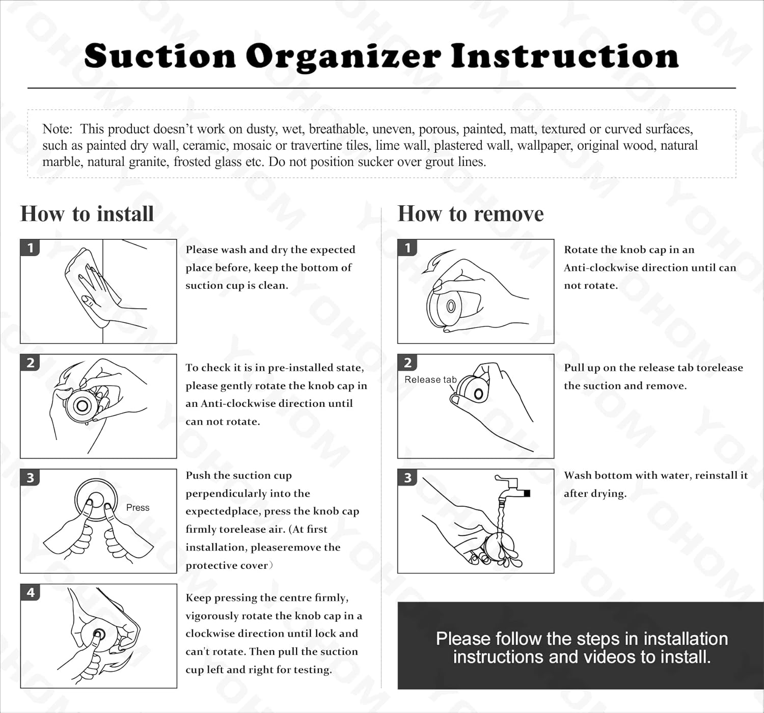 YOHOM Stainless Steel Vacuum Suction Cup Plate Holder Removable Towel Rack - Modern Bathroom and Kitchen Organizing Tool