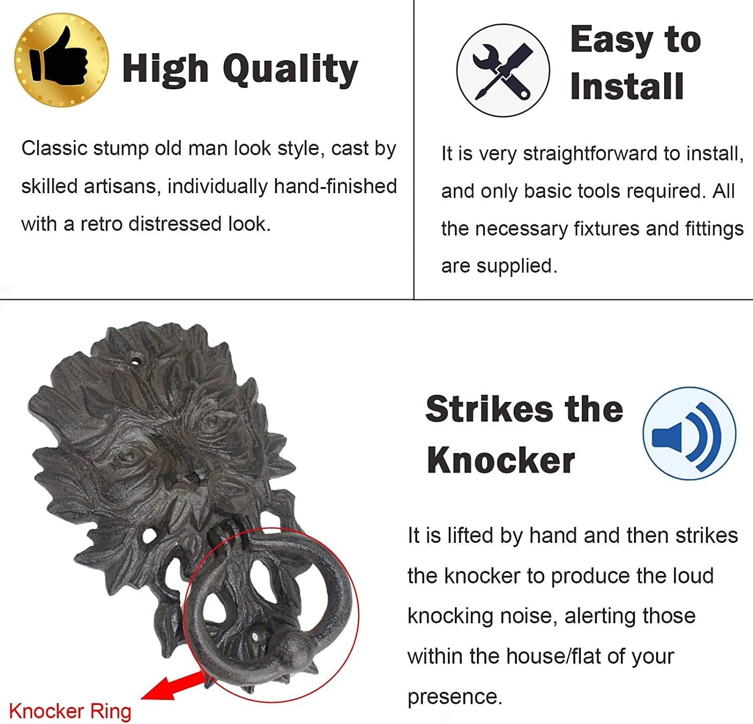 Vintage Iron Door Knocker Front Door Decor