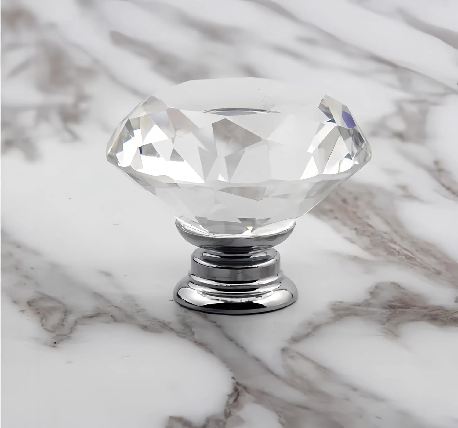 High-Quality Crystal and Aluminum Alloy Lake Blue 40mm Door Knobs with M4x22mm Screws