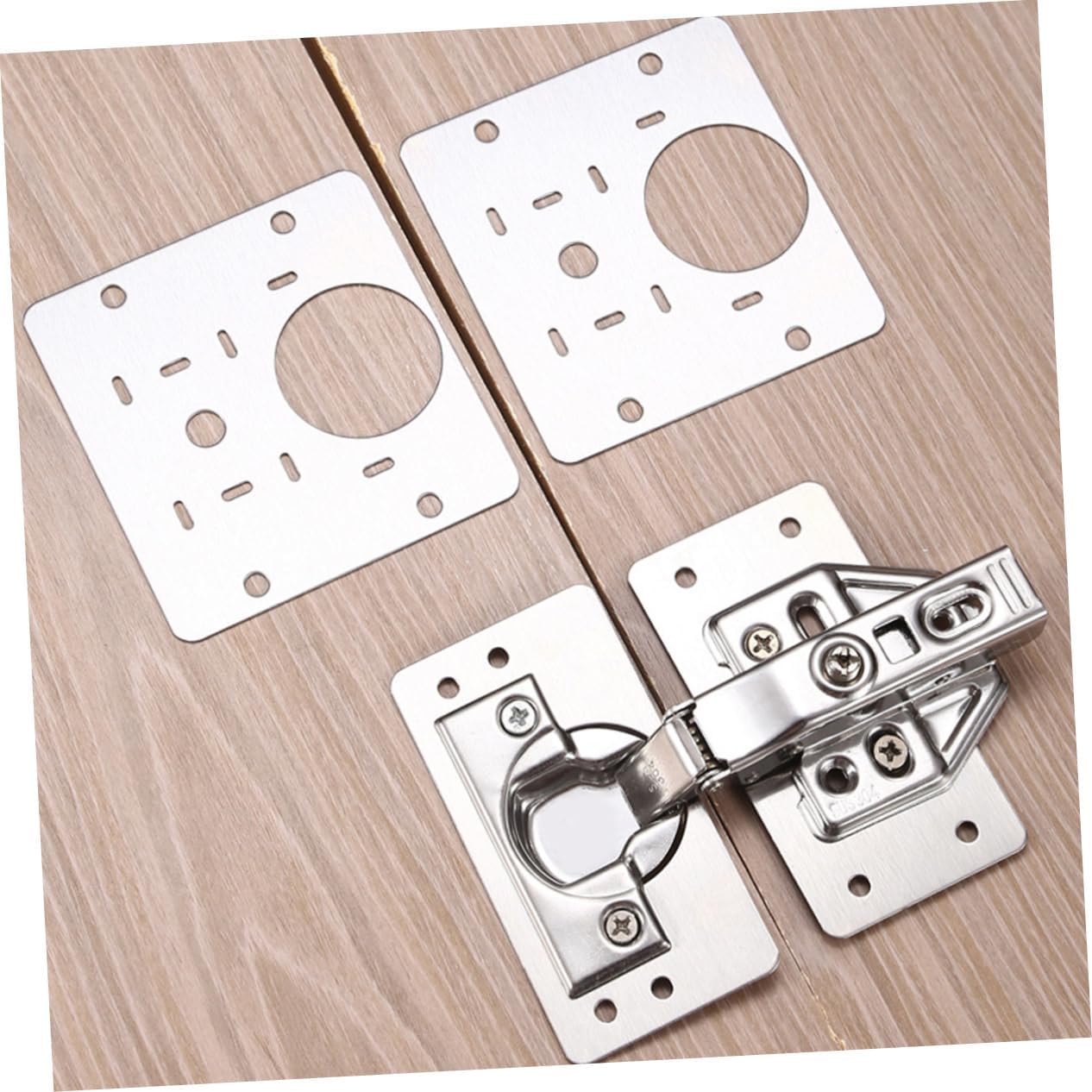 KONTONTY 3 Pack Stainless Steel Repair Plate for Cabinet Hinge Mending Kit Easy Install Sturdy