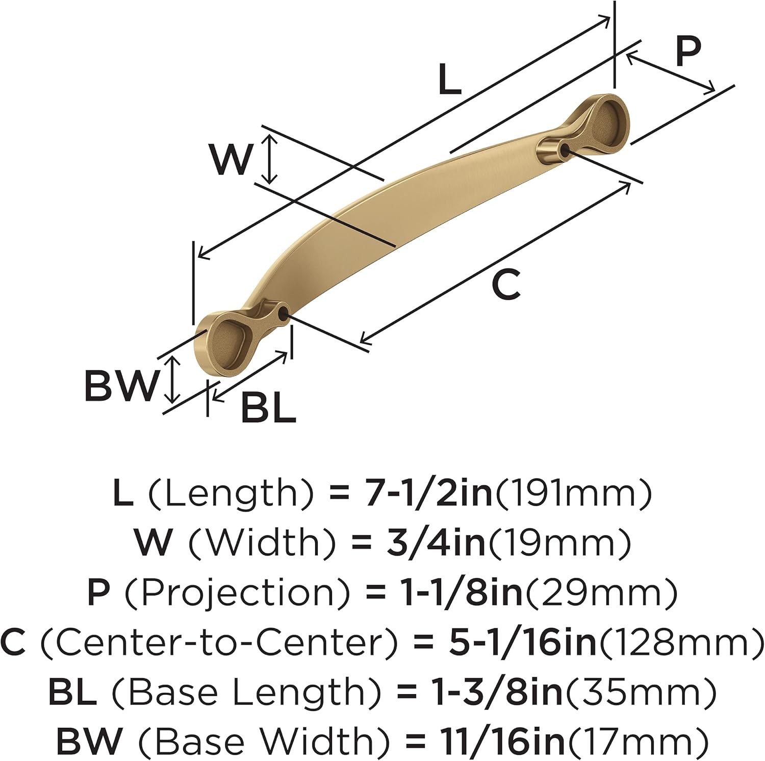 Amerock Cabinet Pull Transition Series Champagne Bronze 5-116 in 128 mm Center-to-Center Drawer Pull