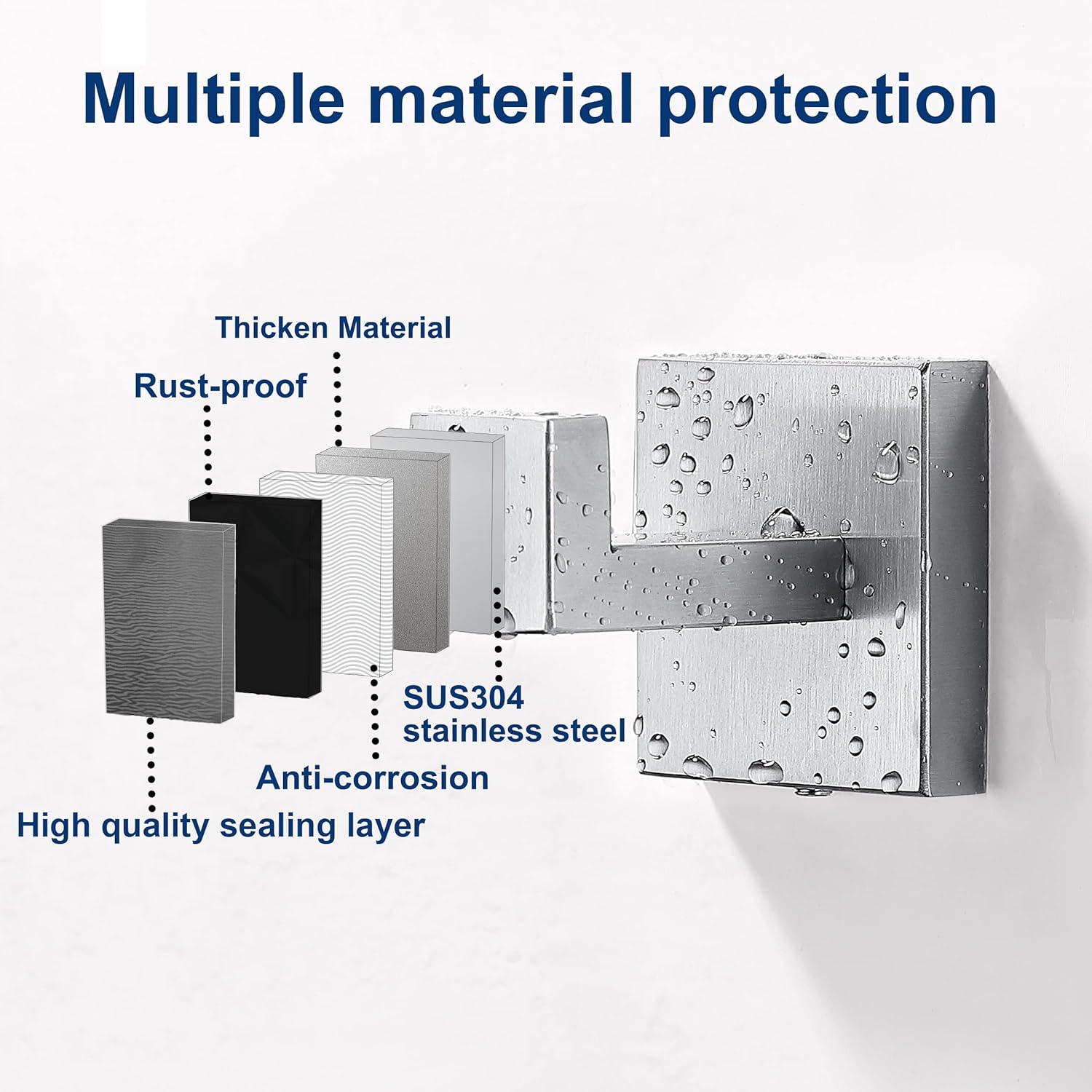 Stainless Steel Towels for Bathroom Hangers 4-Pack Durable 1810 Chrome Rust-Resistant Door-Mount