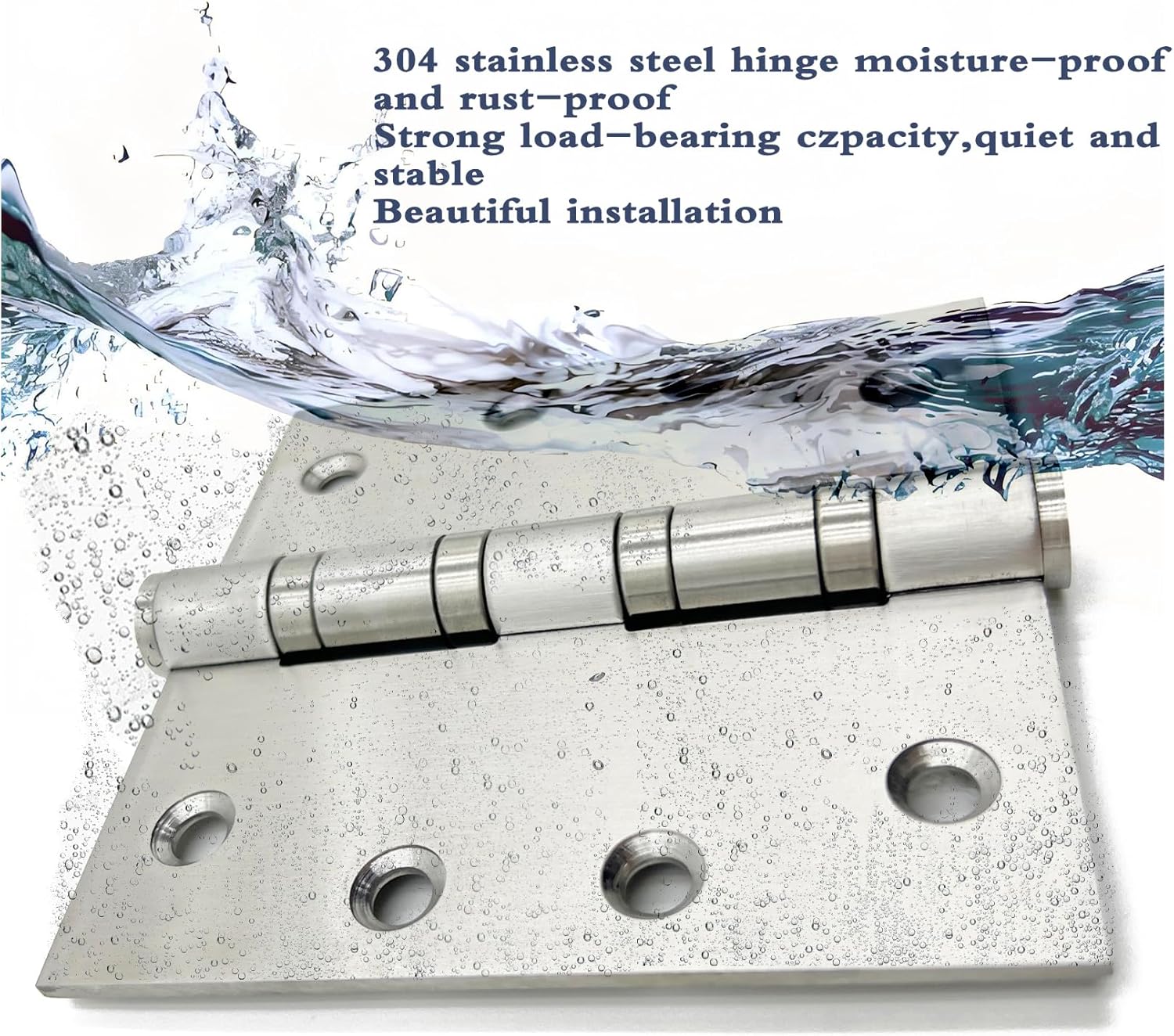 KSDCMRS304 Stainless Steel Door Hinges 2Pack 4 101mmx4 101mm Square Corner Heavy Duty Ball Bearing Hinges Silver