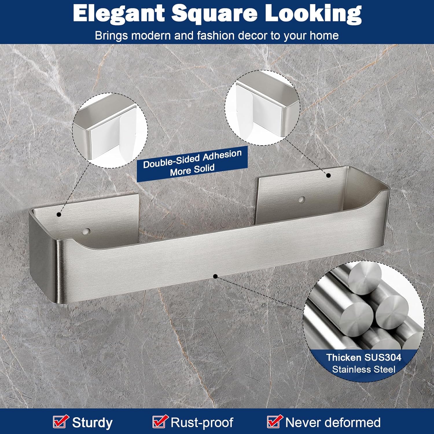 NearMoon Self-Adhesive Hand Towel Holder Stainless Steel Rustproof Stick-On Towel Rack for Bathroom Kitchen