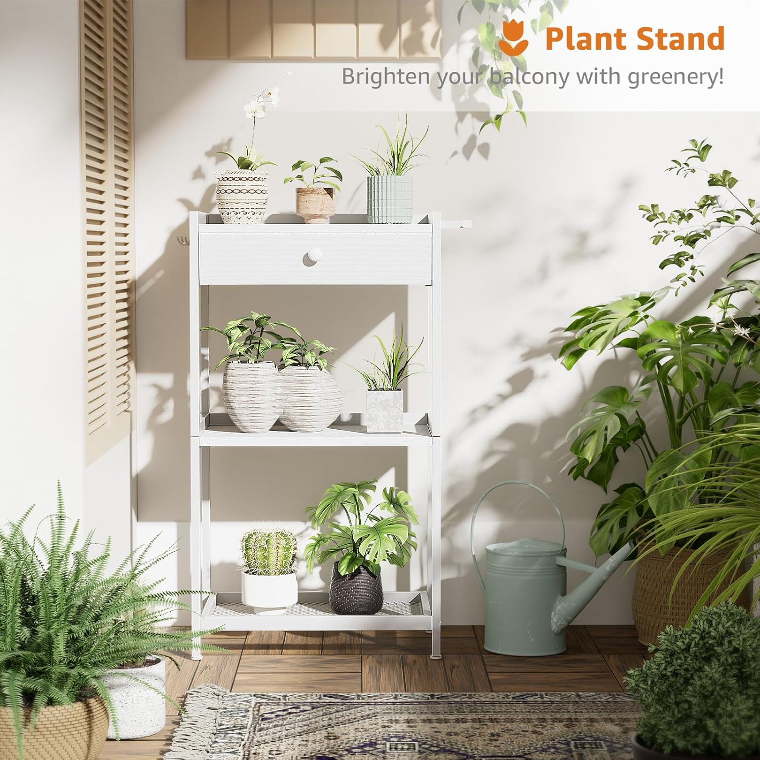 White Bathroom Standing Shelf with Fabric Drawer Compact Storage for Your Washroom